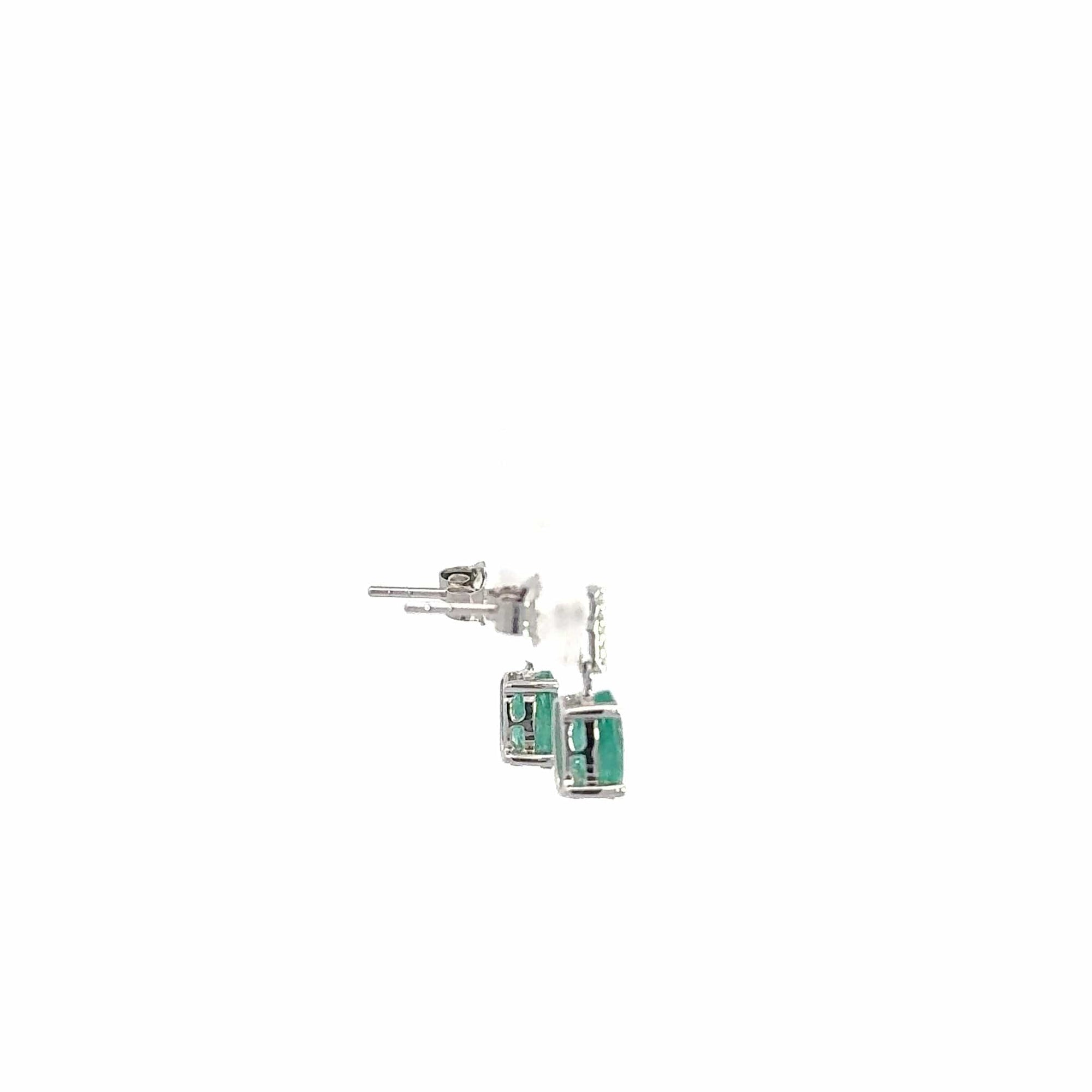 Baikalla Jewelry Silver Gemstones Earrings Baikalla™ Classic 14k White Gold Emerald Dangle Earrings