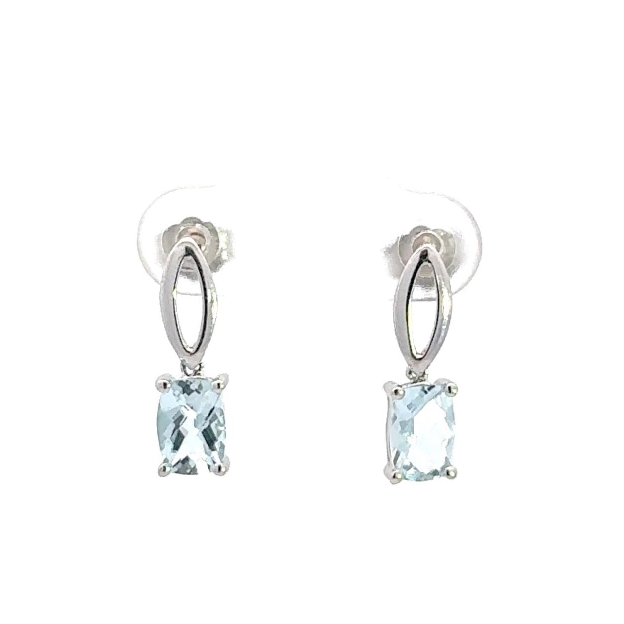 Baikalla Jewelry Silver Gemstones Earrings Baikalla™ Classic 14k White Gold Aquamarine Dangle Earrings