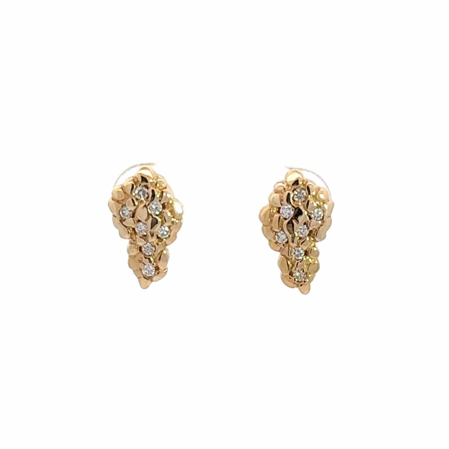 Baikalla Jewelry 14K Yellow Gold Pendant 14k Yellow Gold Nugget and Diamond Earrings