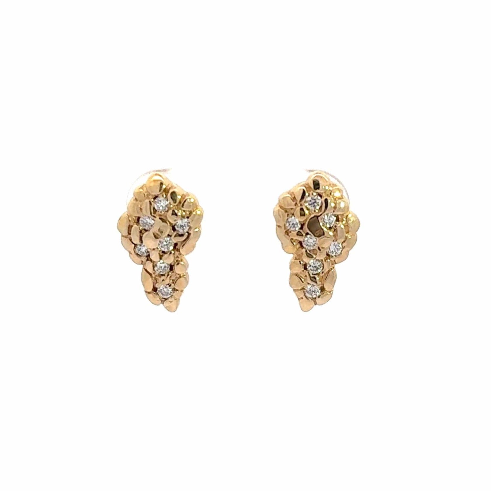 Baikalla Jewelry 14K Yellow Gold Pendant 14k Yellow Gold Nugget and Diamond Earrings