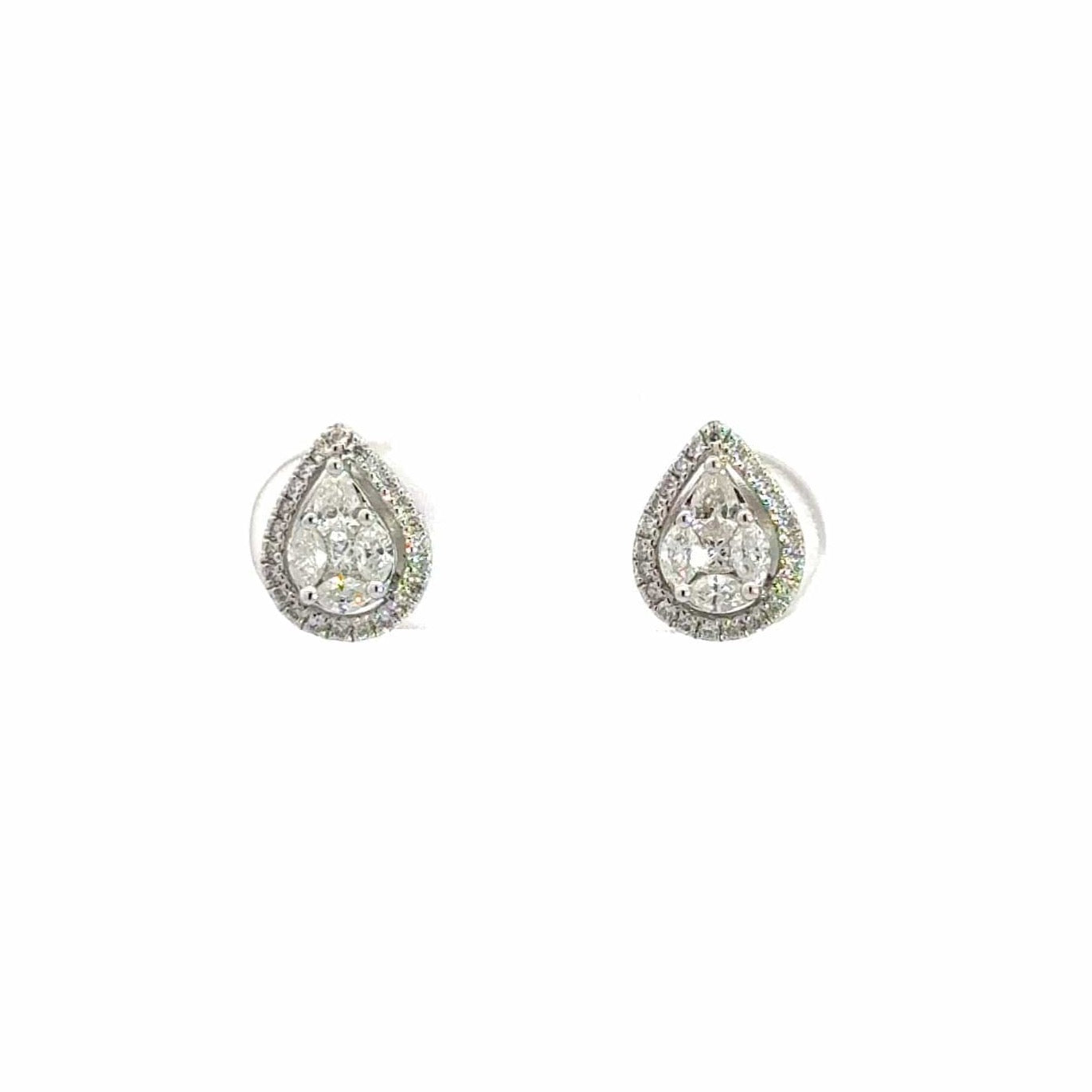 Baikalla Jewelry Gold Gemstone Earrings 18k Classic White Gold Pear Diamond Earrings