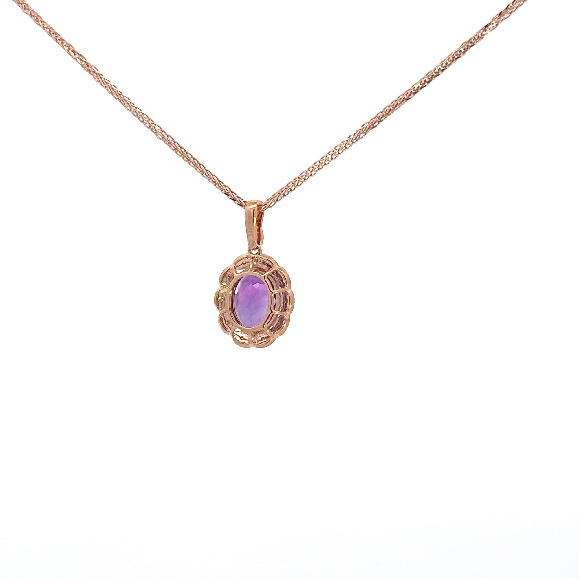 Baikalla Jewelry Gemstone Pendant Necklace 14k Rose Gold Genuine Amethyst Pendant Necklace