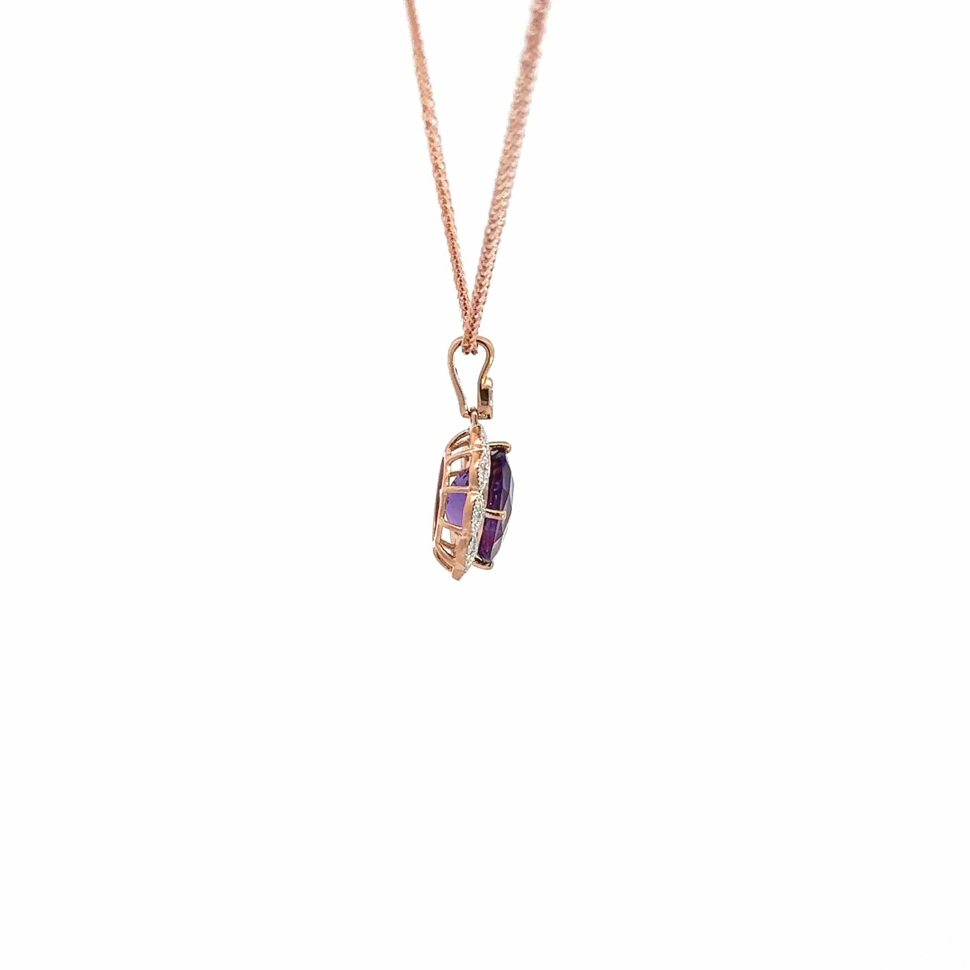 Baikalla Jewelry Gemstone Pendant Necklace 14k Rose Gold Genuine Amethyst Pendant Necklace