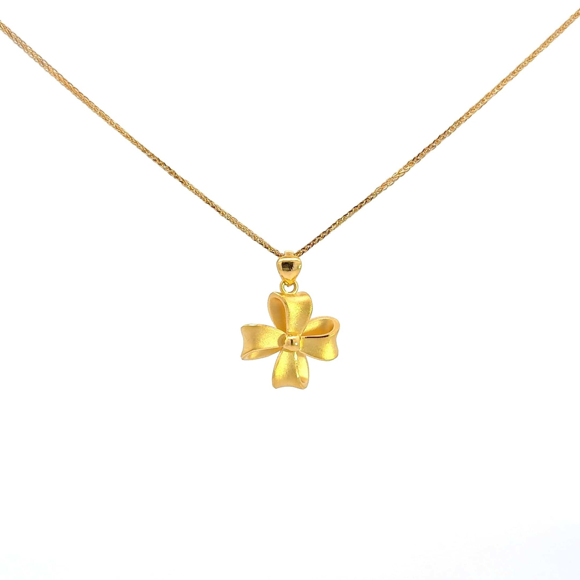 Baikalla Jewelry 24K Pure Yellow Gold Pendant Pendant Only 24k Yellow Gold Flower Pendant Necklace