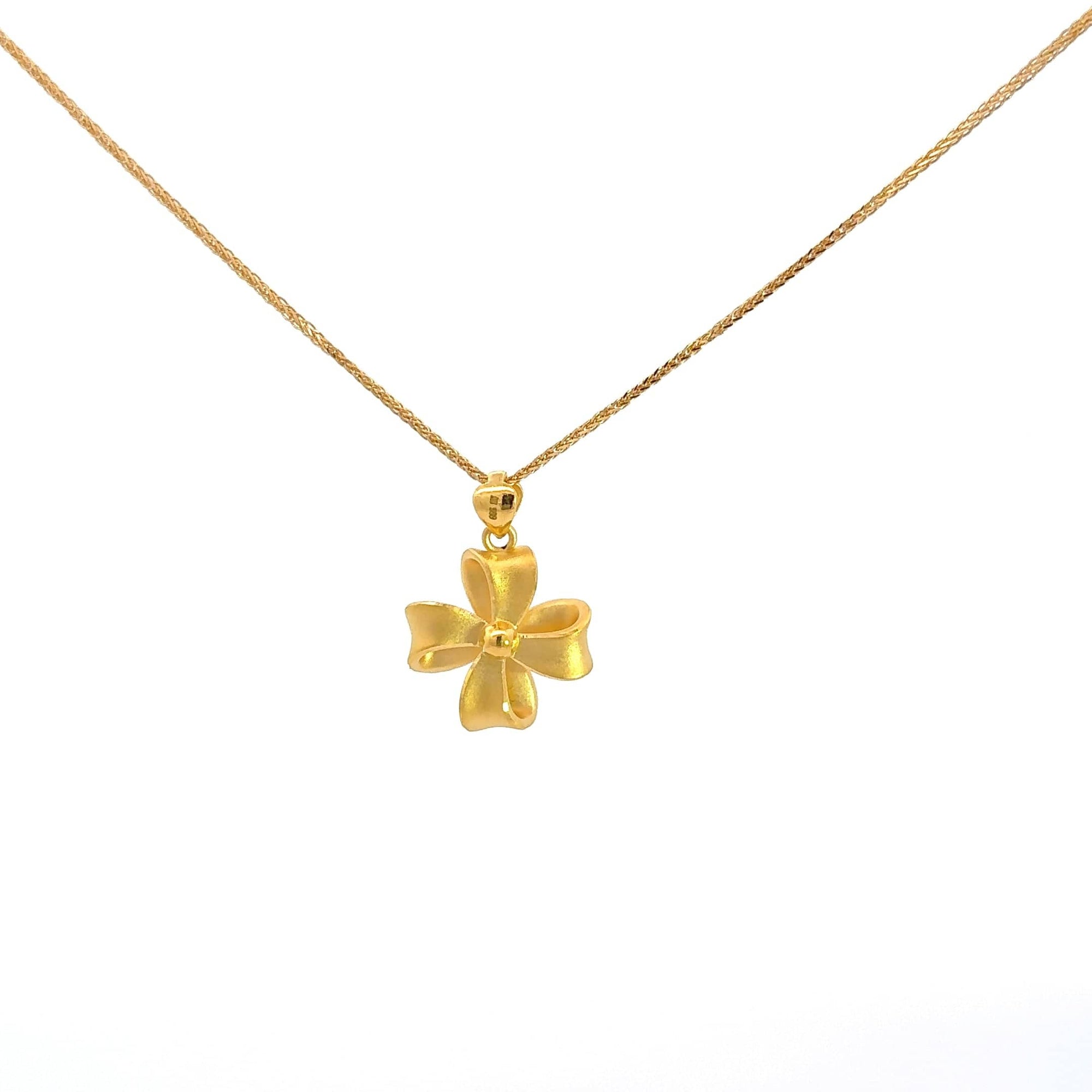 Baikalla Jewelry 24K Pure Yellow Gold Pendant 24k Yellow Gold Flower Pendant Necklace