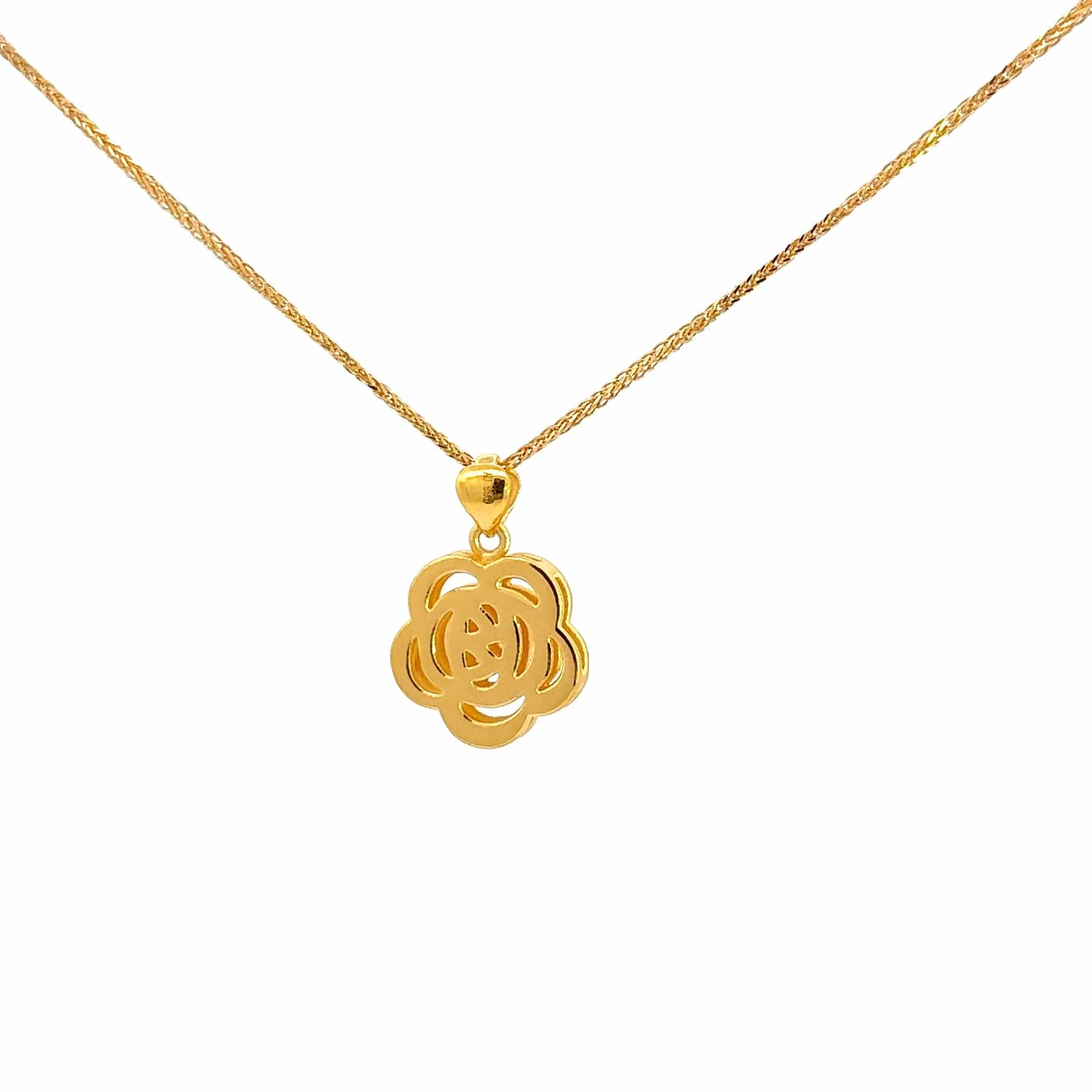 Baikalla Jewelry 24K Pure Yellow Gold Pendant 24k Yellow Gold Flower Charm Necklace