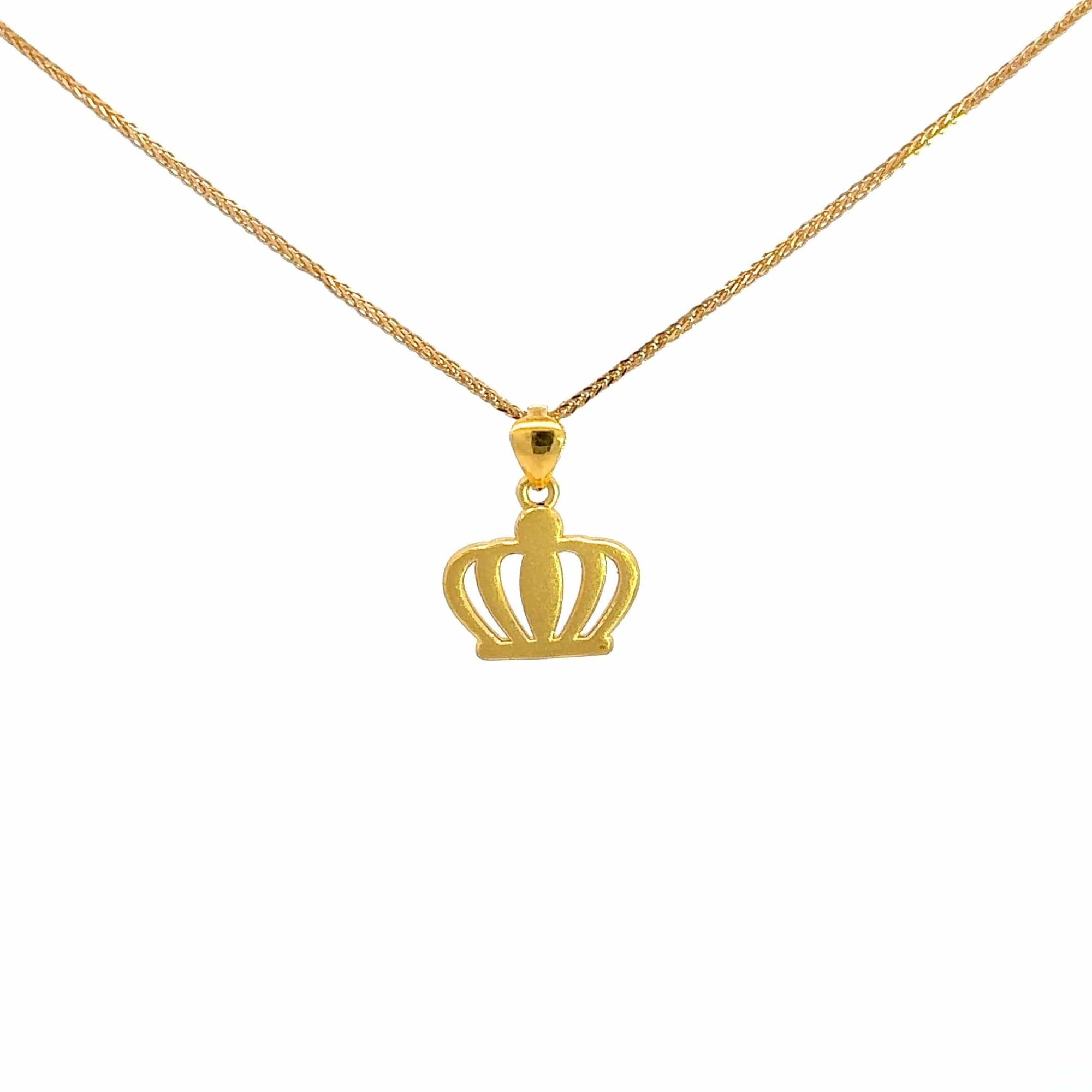 Baikalla Jewelry 24K Pure Yellow Gold Pendant With 24k Yellow Gold Chain 24k Yellow Gold Crown Pendant Necklace