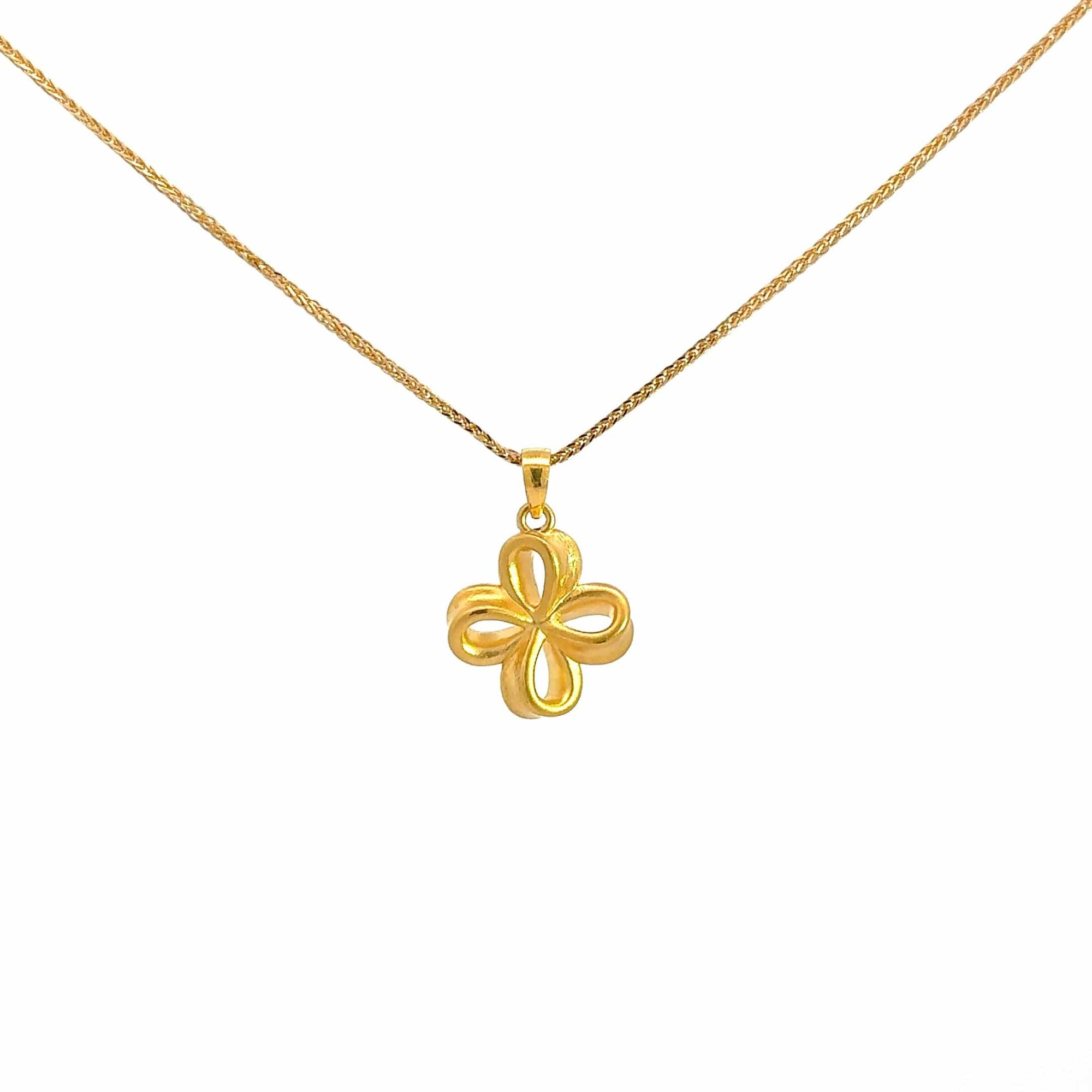 Baikalla Jewelry 24K Pure Yellow Gold Pendant Pendant Only 24k Yellow Gold Flower Pendant Necklace