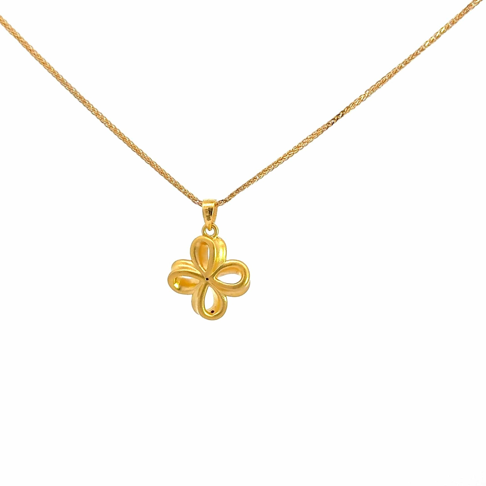 Baikalla Jewelry 24K Pure Yellow Gold Pendant 24k Yellow Gold Flower Pendant Necklace