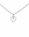 Baikalla Jewelry Gold Diamond Necklace 18K White Gold Diamond Cut Heart Pendant Necklace