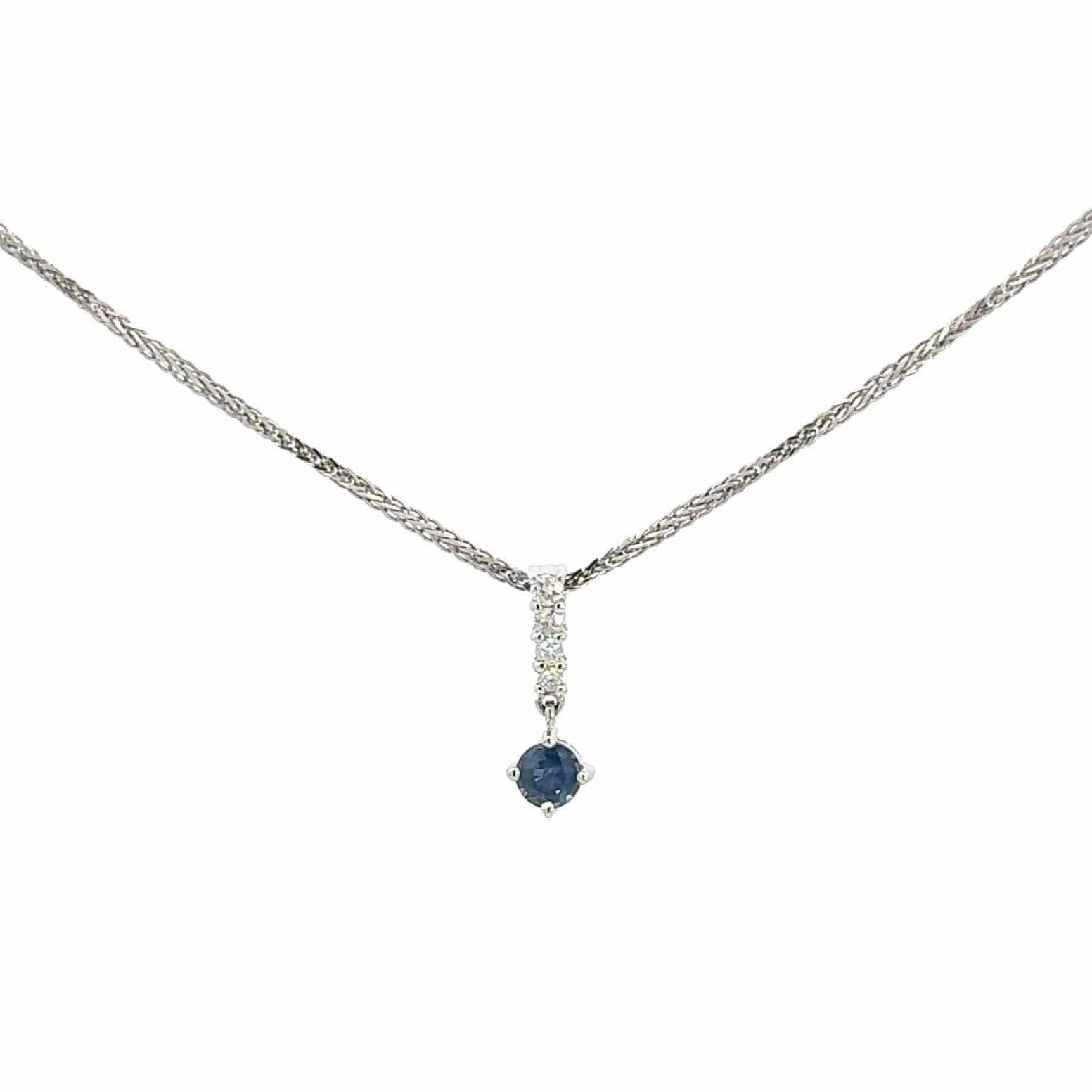 Baikalla Jewelry Silver Gemstones Earrings Pendant Only Baikalla™ Classic 14k White Gold Sapphire Pendant Necklace