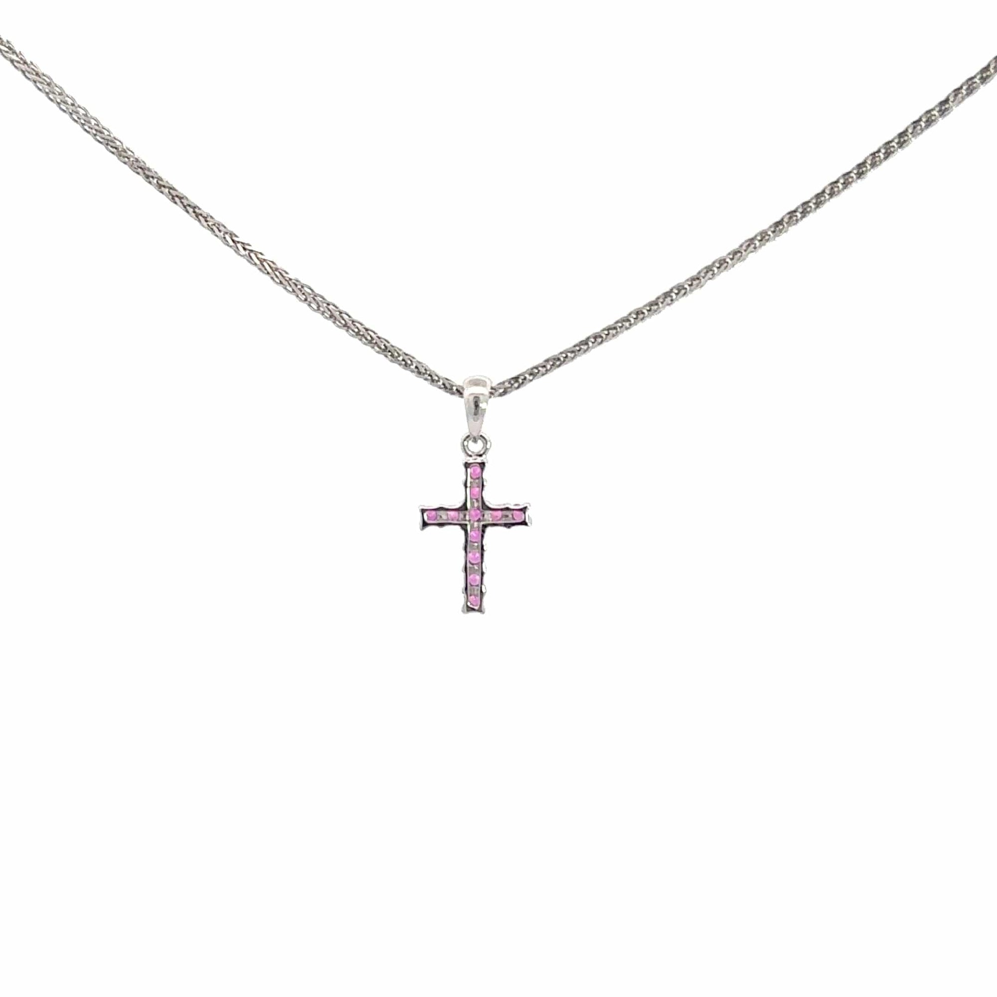 Baikalla Jewelry Gold Aquamarine Necklace 14k White Gold Natural Ruby Cross Pendant Necklace