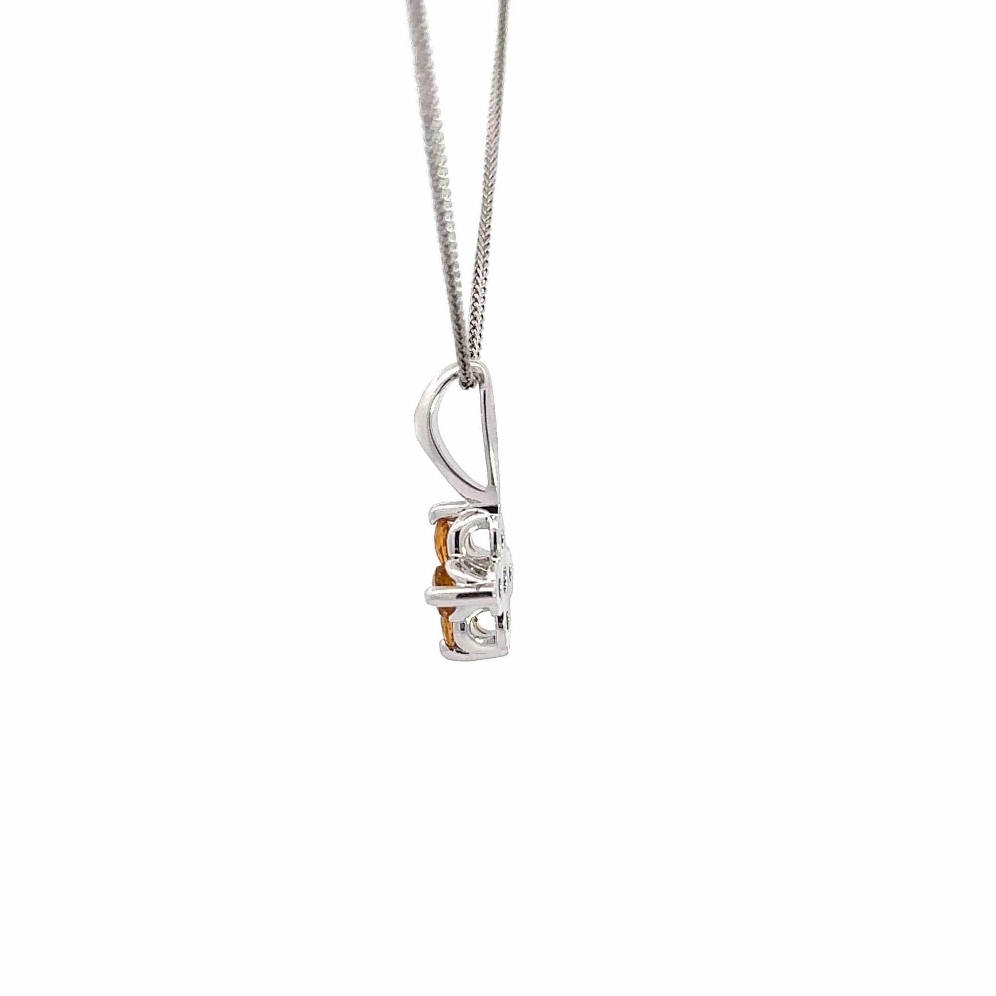 Baikalla Jewelry gemstone jewelry 14k White Gold Natural Citrine 4 Stone Necklace With Diamonds