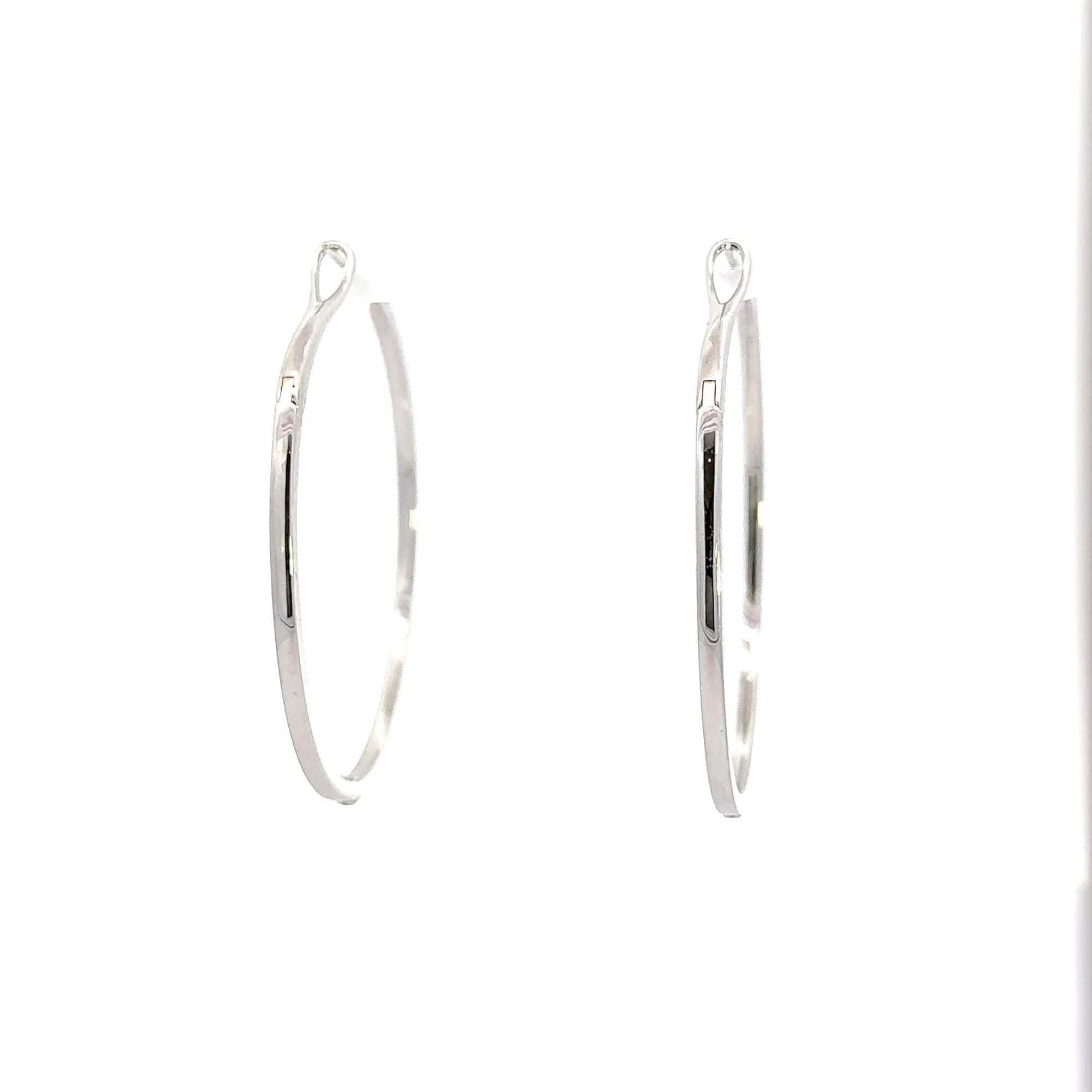 Baikalla Jewelry Silver Gemstone Earrings Baikalla 14k White Gold Diamond Hoop Earrings