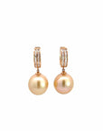 Baikalla Jewelry Gold Pearl Necklace 18k Rose Gold Sea Pearl Dangle Earrings