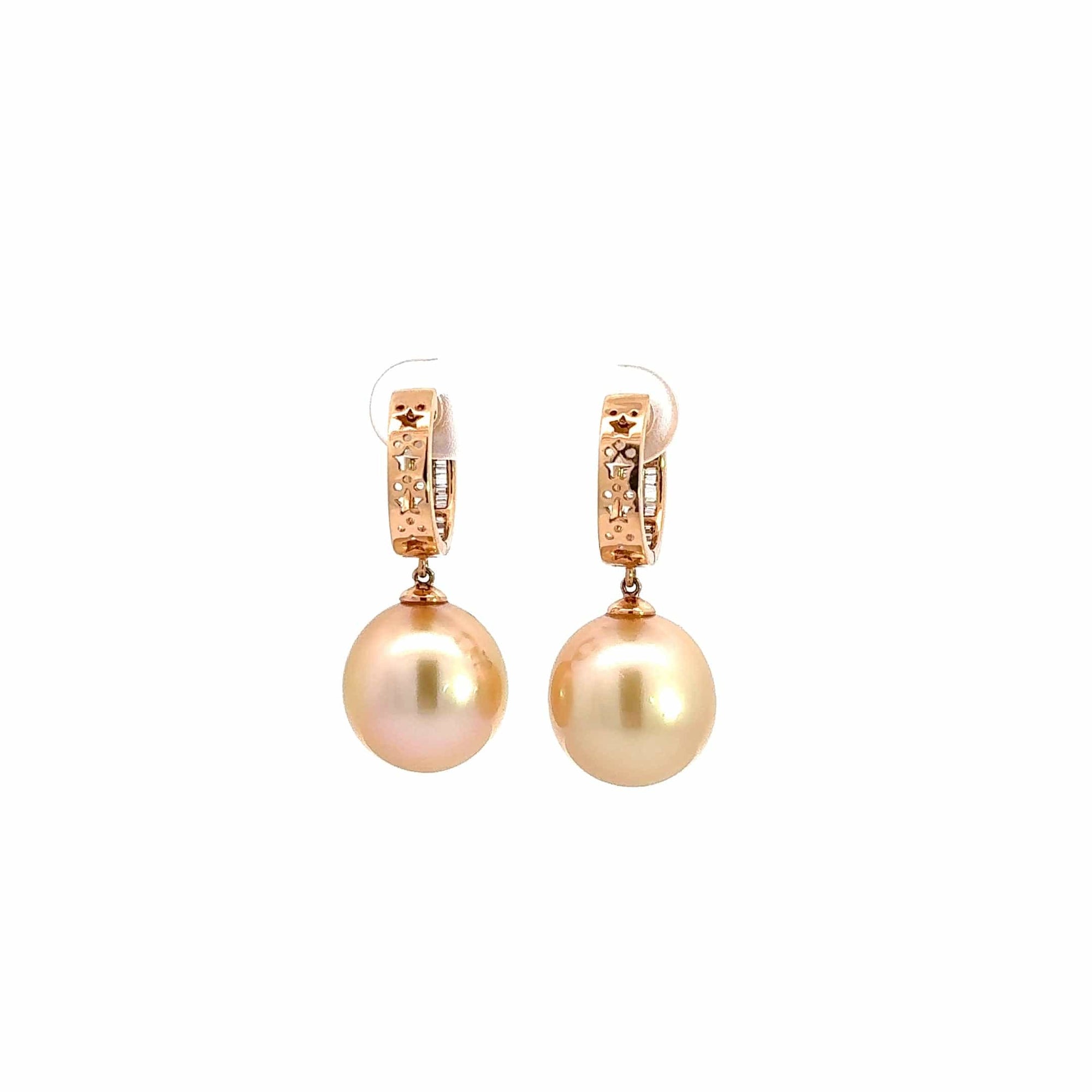 Baikalla Jewelry Gold Pearl Necklace 18k Rose Gold Sea Pearl Dangle Earrings