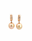 Baikalla Jewelry Gold Pearl Necklace 18k Rose Gold Sea Pearl Dangle Earrings