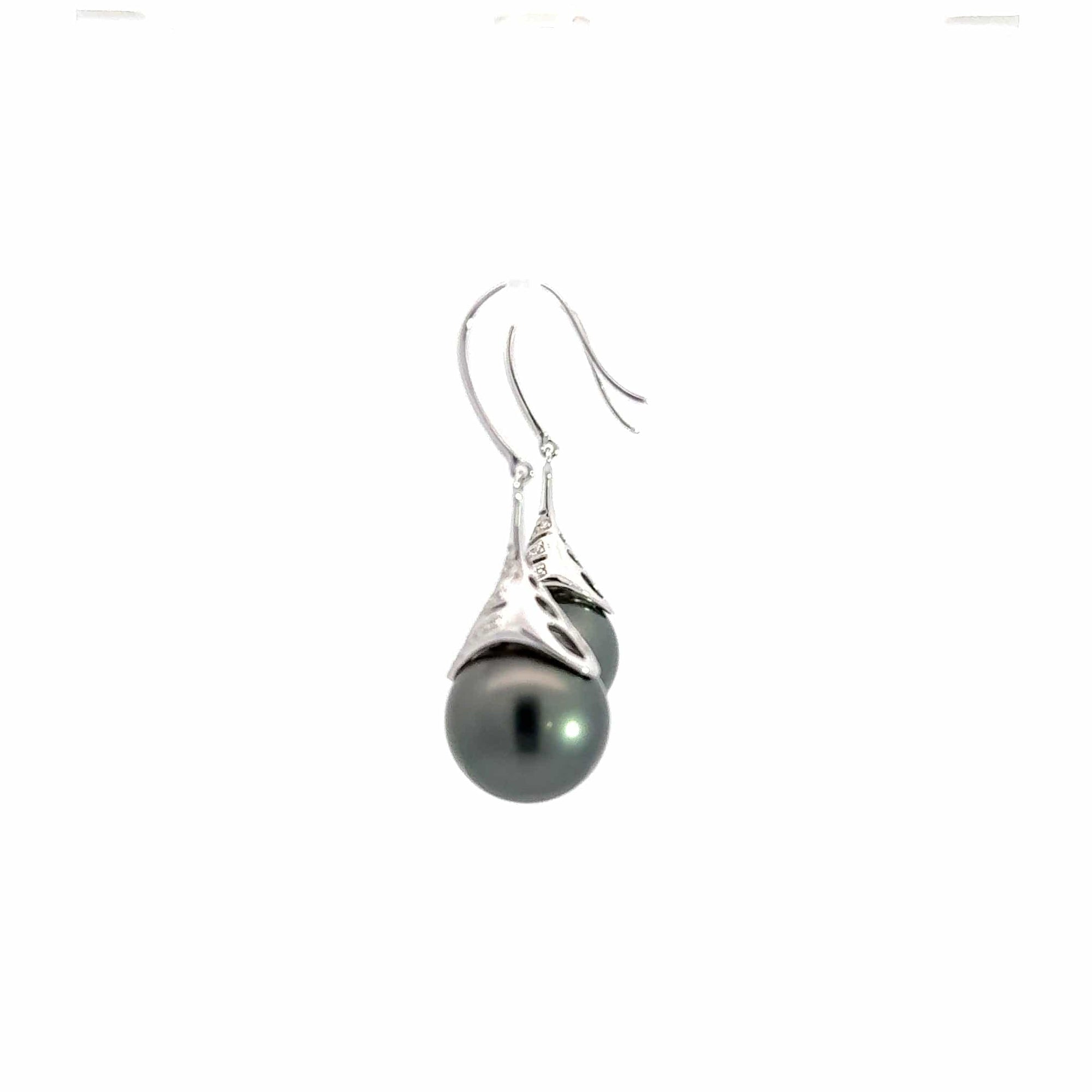 Baikalla Jewelry Gold Pearl Necklace 18k White Gold Black Tahitian Cultured Pearl Dangle Earrings