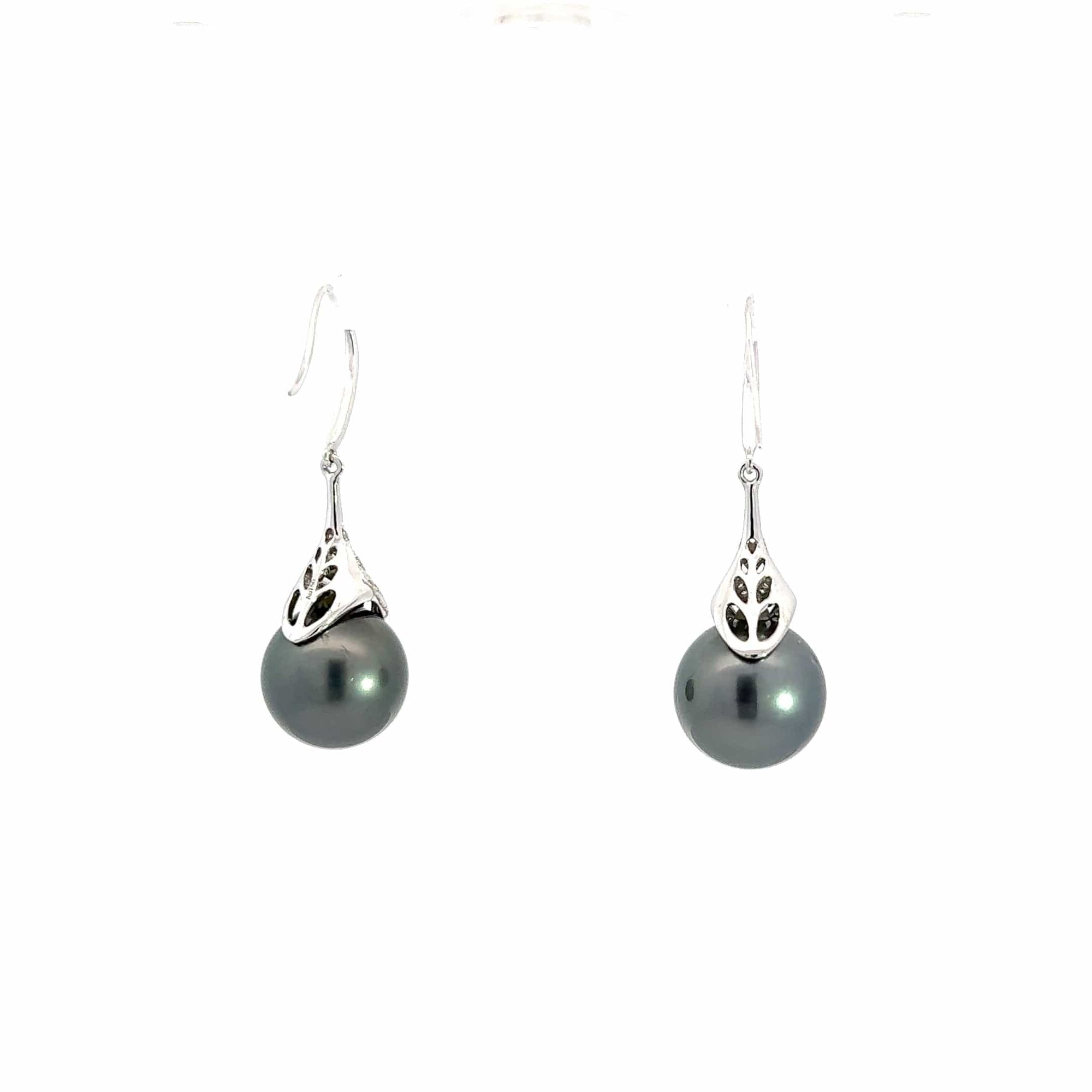 Baikalla Jewelry Gold Pearl Necklace 18k White Gold Black Tahitian Cultured Pearl Dangle Earrings