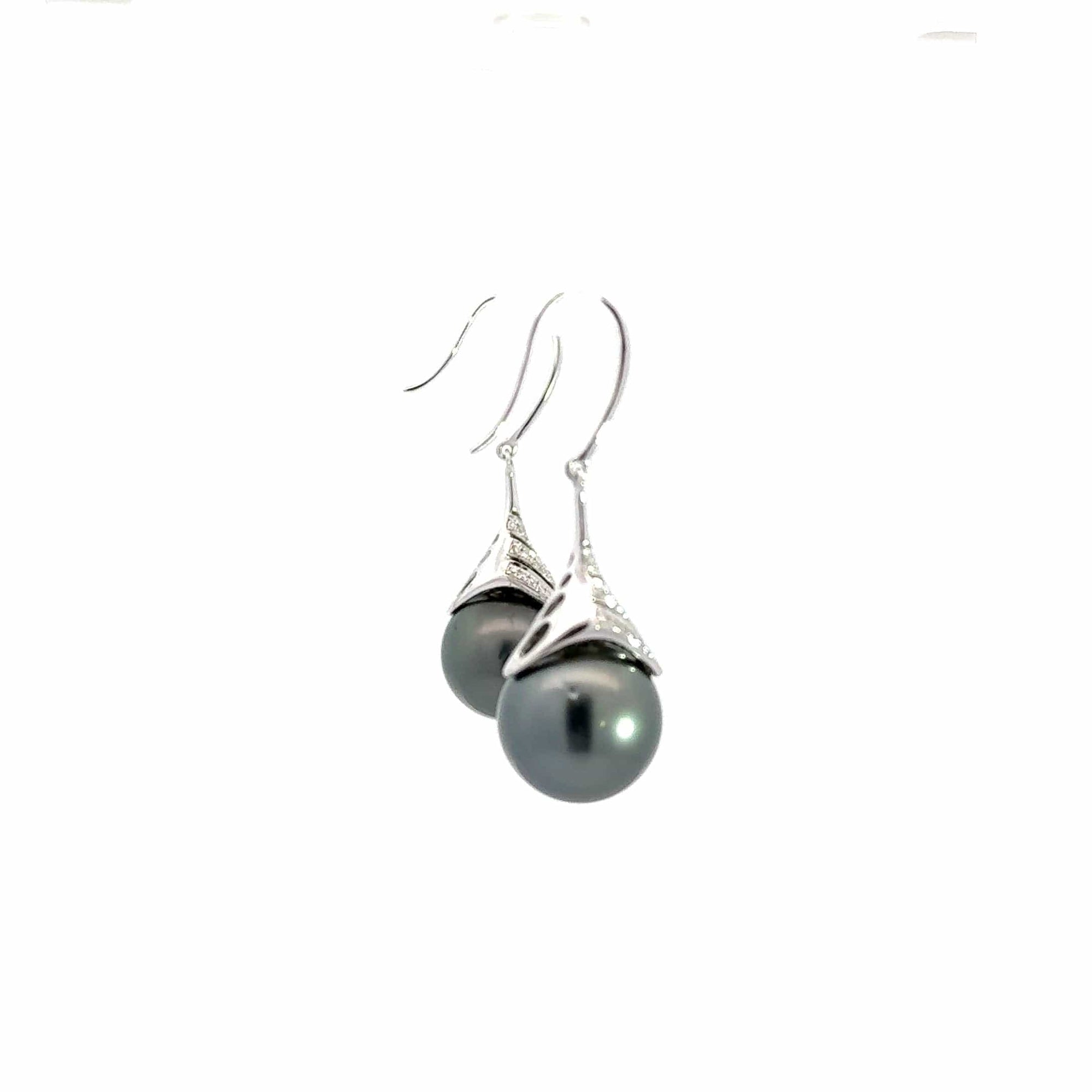 Baikalla Jewelry Gold Pearl Necklace 18k White Gold Black Tahitian Cultured Pearl Dangle Earrings