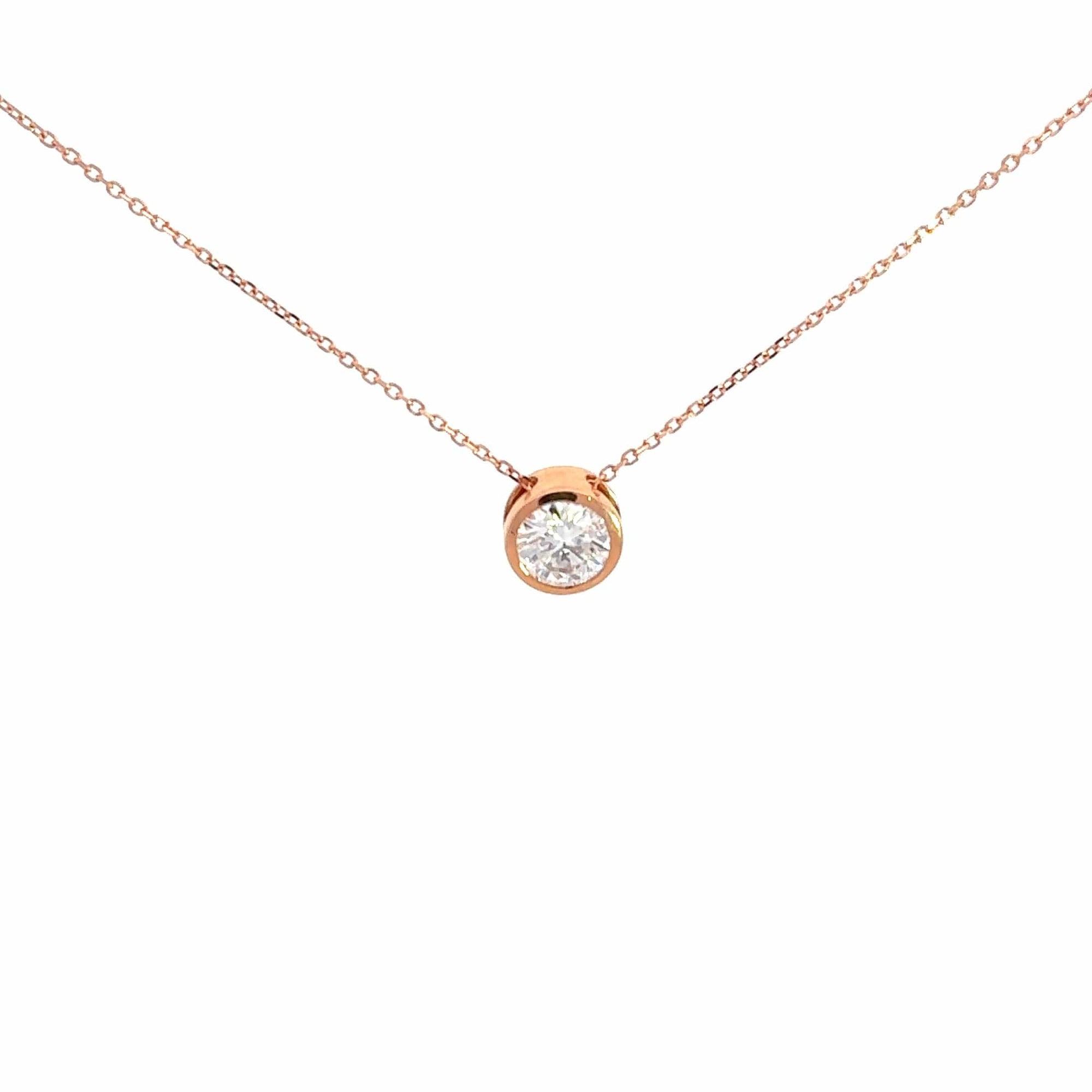 Baikalla Jewelry Gold Diamond Necklace 14K Rose Gold Round Diamond Pendant Necklace