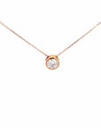 Baikalla Jewelry Gold Diamond Necklace 14K Rose Gold Round Diamond Pendant Necklace