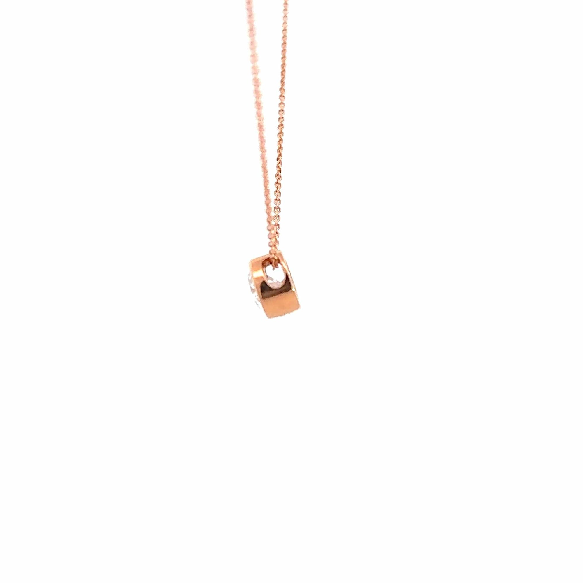 Baikalla Jewelry Gold Diamond Necklace 14K Rose Gold Round Diamond Pendant Necklace