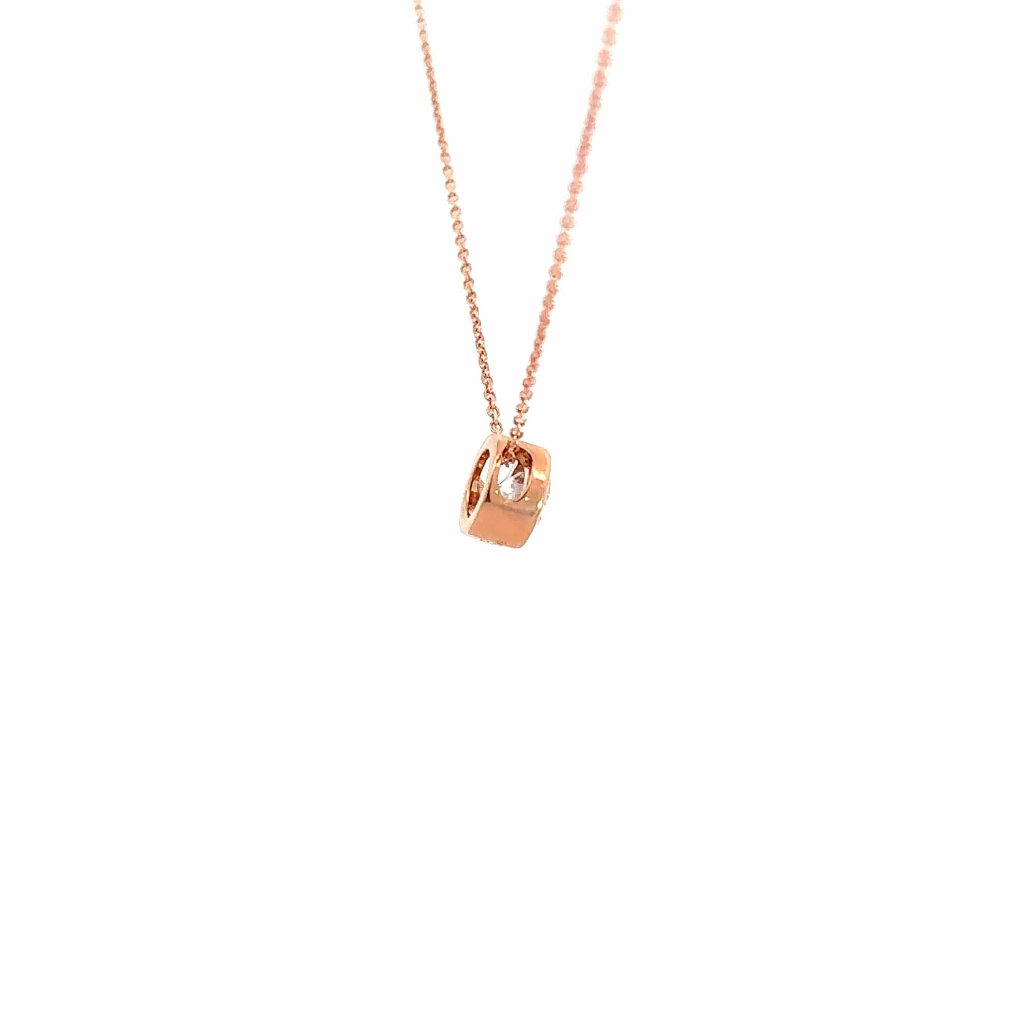 Baikalla Jewelry Gold Diamond Necklace 14K Rose Gold Round Diamond Pendant Necklace