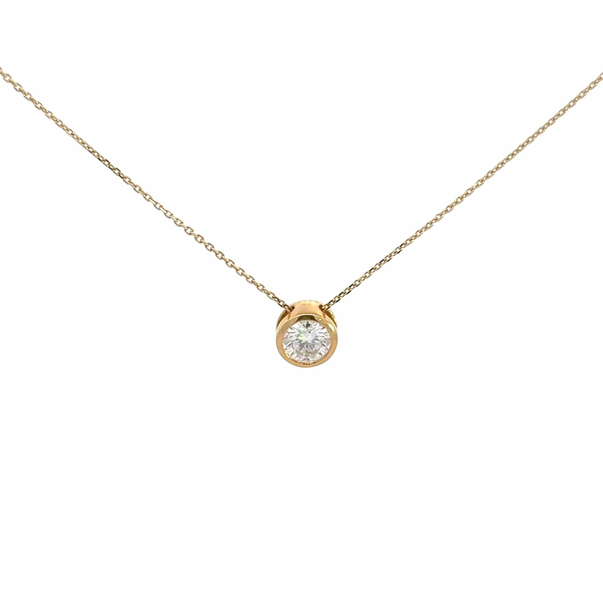 Baikalla Jewelry Gold Diamond Necklace 14K Yellow Gold Round Moissanite Pendant Necklace