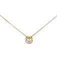 Baikalla Jewelry Gold Diamond Necklace 14K Yellow Gold Round Moissanite Pendant Necklace