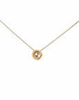 Baikalla Jewelry Gold Diamond Necklace 14K Yellow Gold Round Moissanite Pendant Necklace