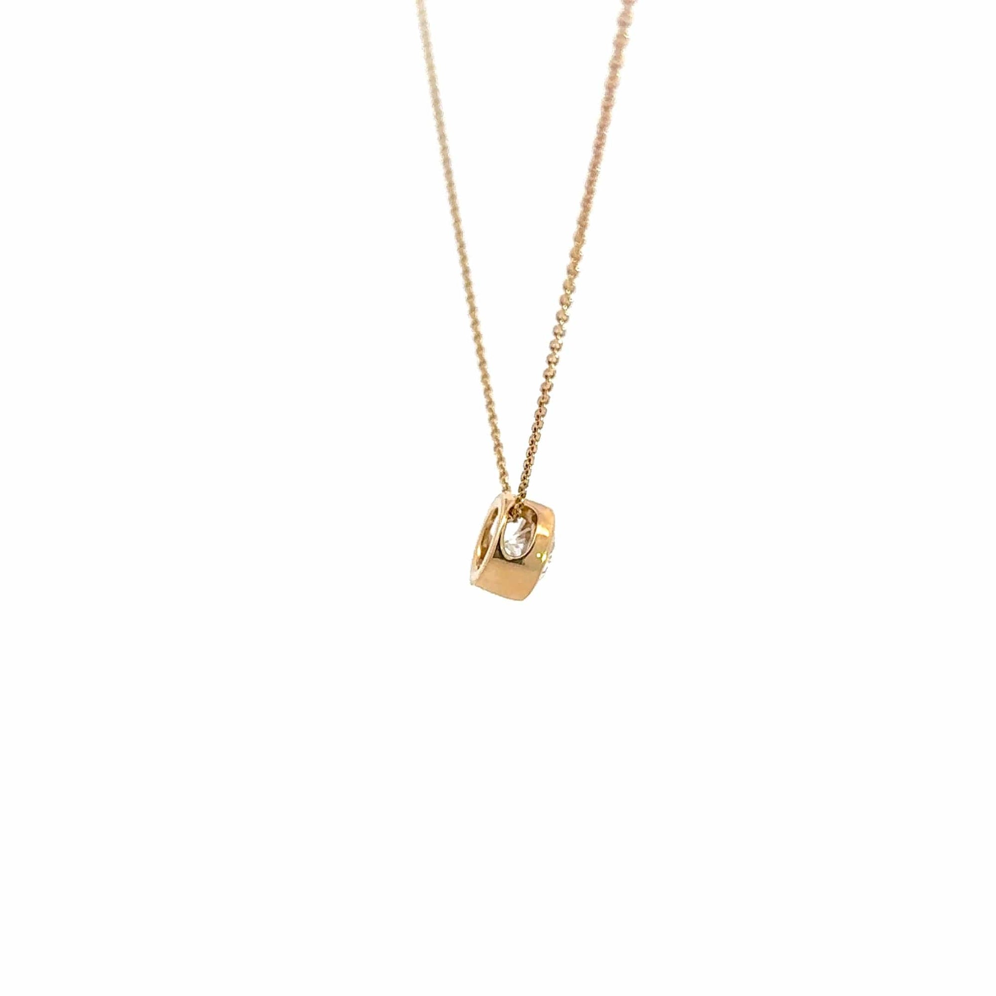 Baikalla Jewelry Gold Diamond Necklace 14K Yellow Gold Round Moissanite Pendant Necklace