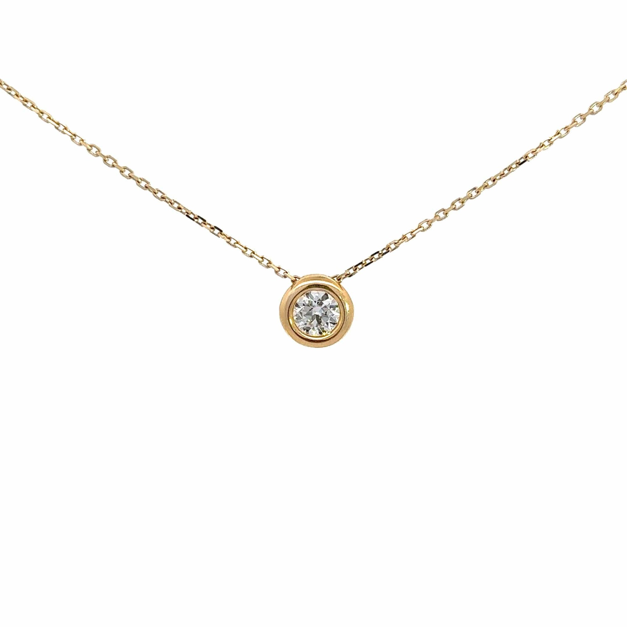 Baikalla Jewelry Gold Diamond Necklace 14K Yellow Gold Round Moissanite Pendant Necklace