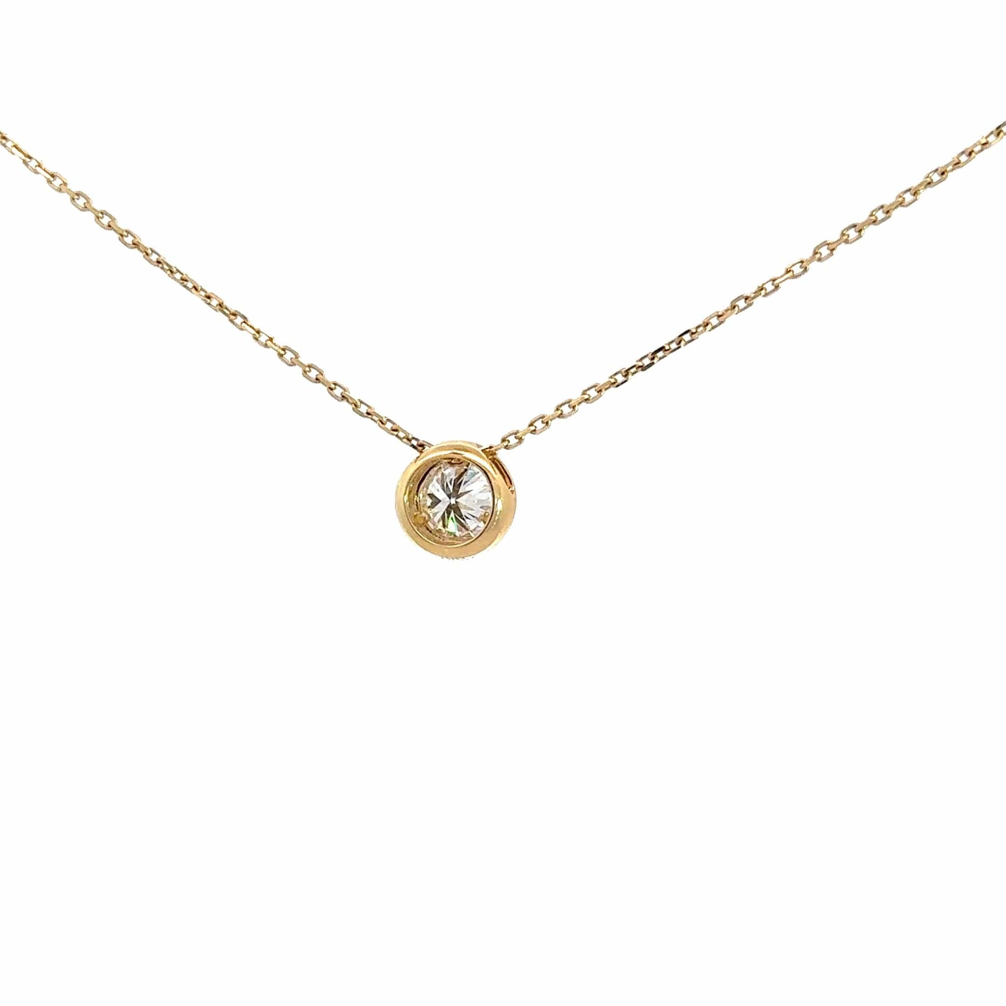 Baikalla Jewelry Gold Diamond Necklace 14K Yellow Gold Round Moissanite Pendant Necklace