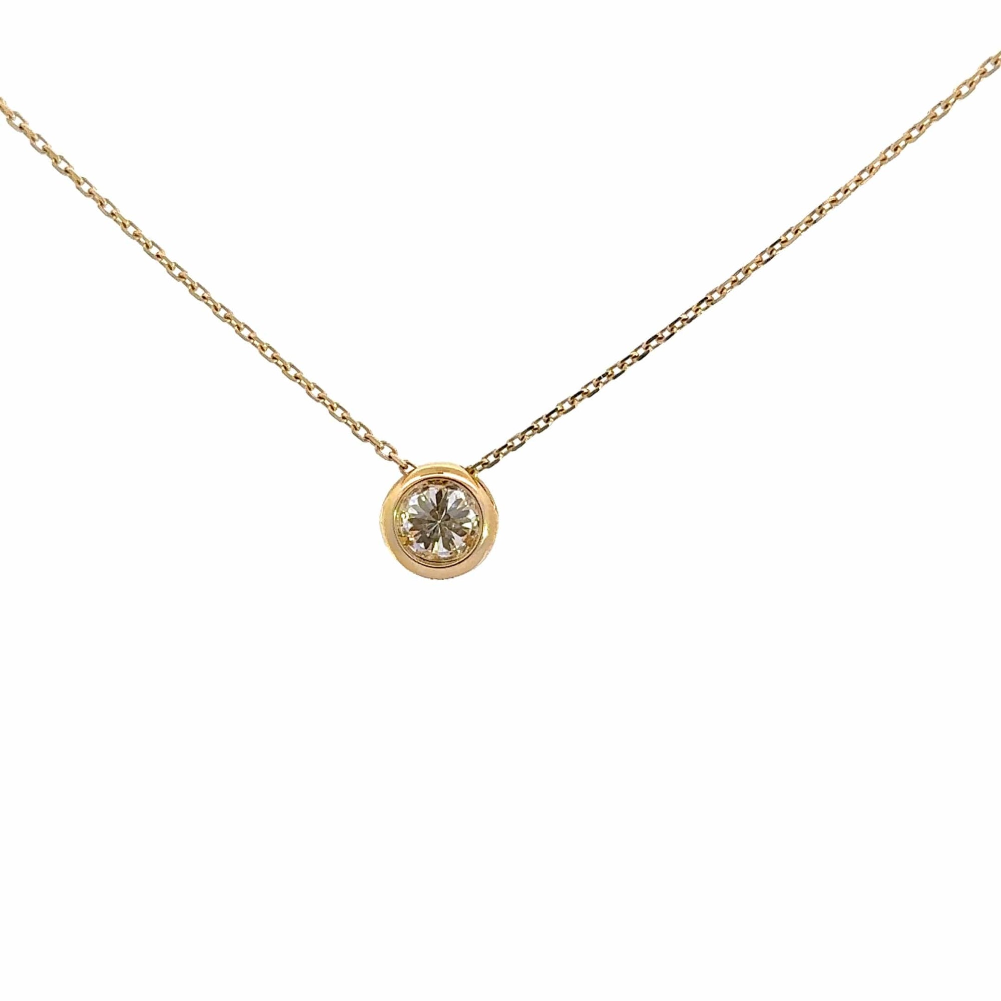 Baikalla Jewelry Gold Diamond Necklace 14k Yellow Gold Round Moissanite Pendant Necklace