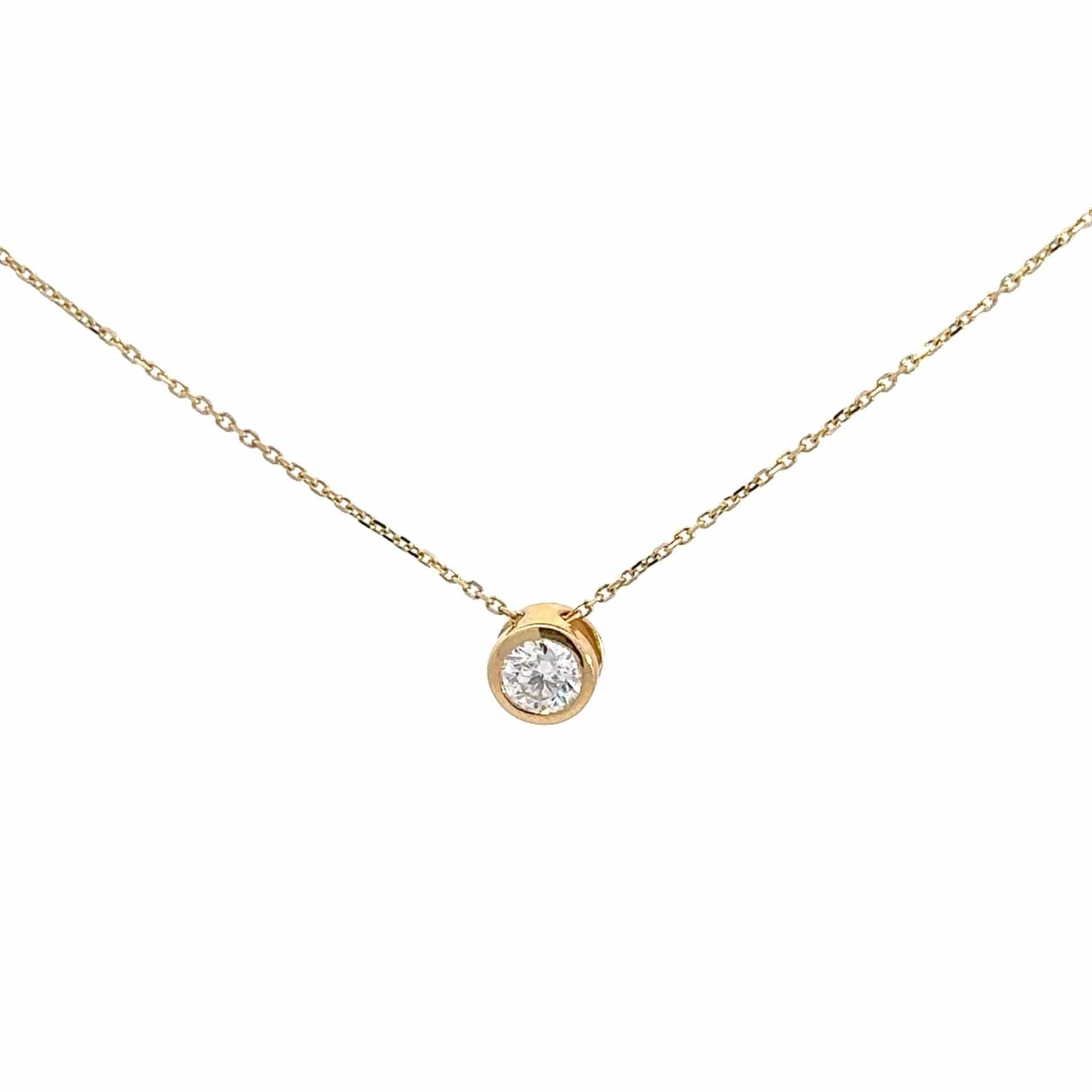 Baikalla Jewelry Gold Diamond Necklace Copy of 14k Yellow Gold Round Moissanite Pendant Necklace