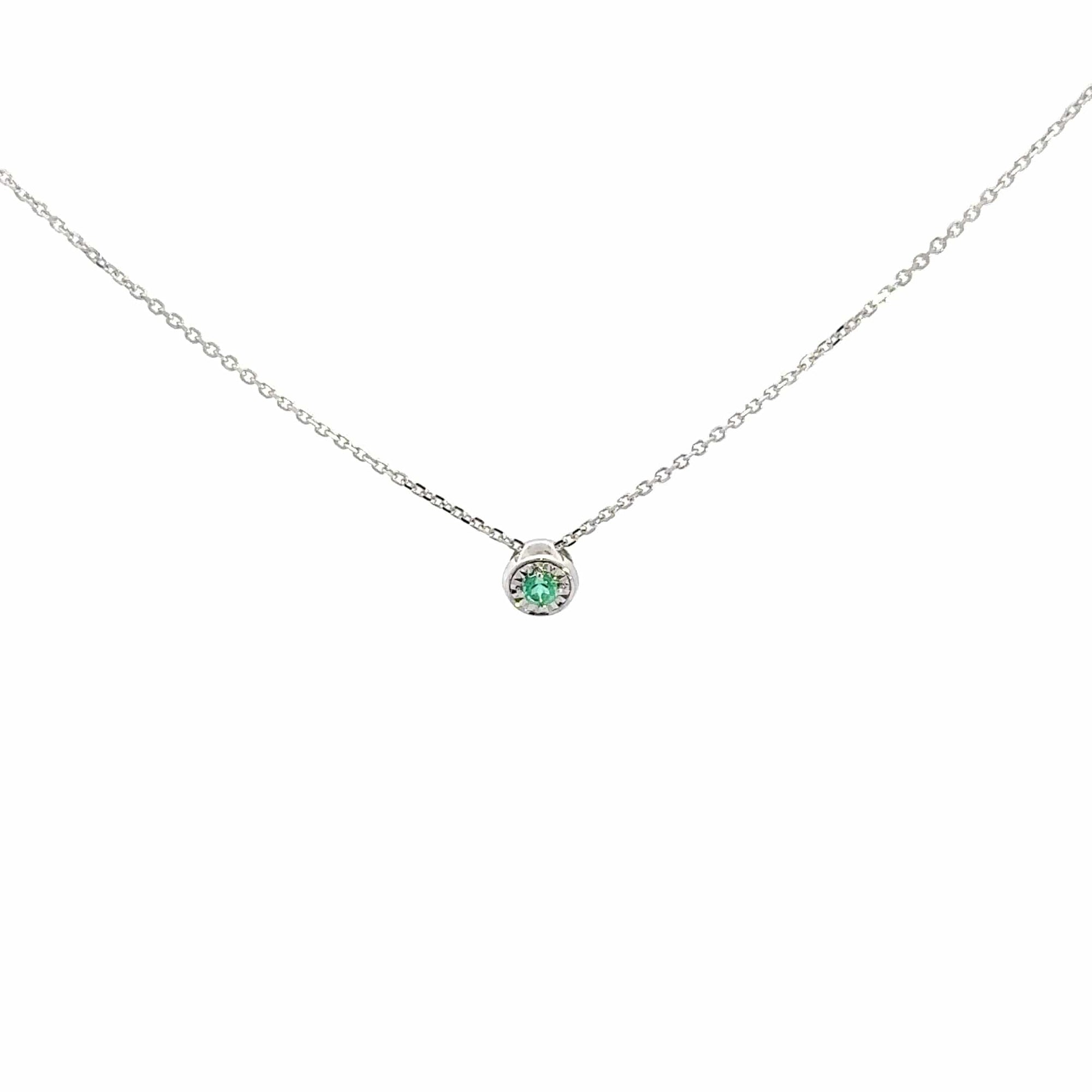 Baikalla Jewelry Emerald Pendant Necklace 18K White Gold Emerald Pendant Necklace