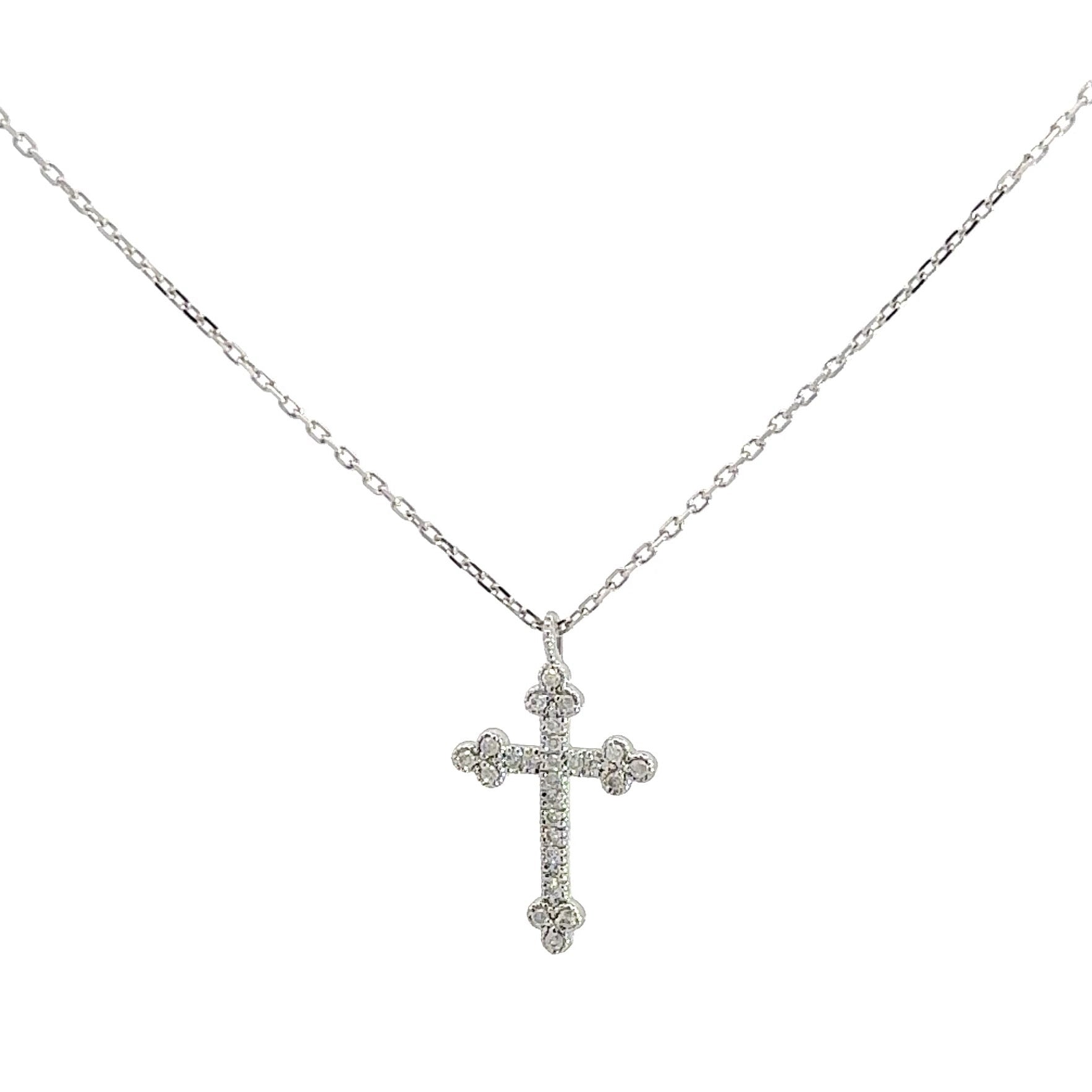 Baikalla Jewelry 18K Pure White Gold Pendant 14K White Gold Cross Pendant Necklace With Diamonds