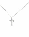 Baikalla Jewelry 18K Pure White Gold Pendant 14K White Gold Cross Pendant Necklace With Diamonds