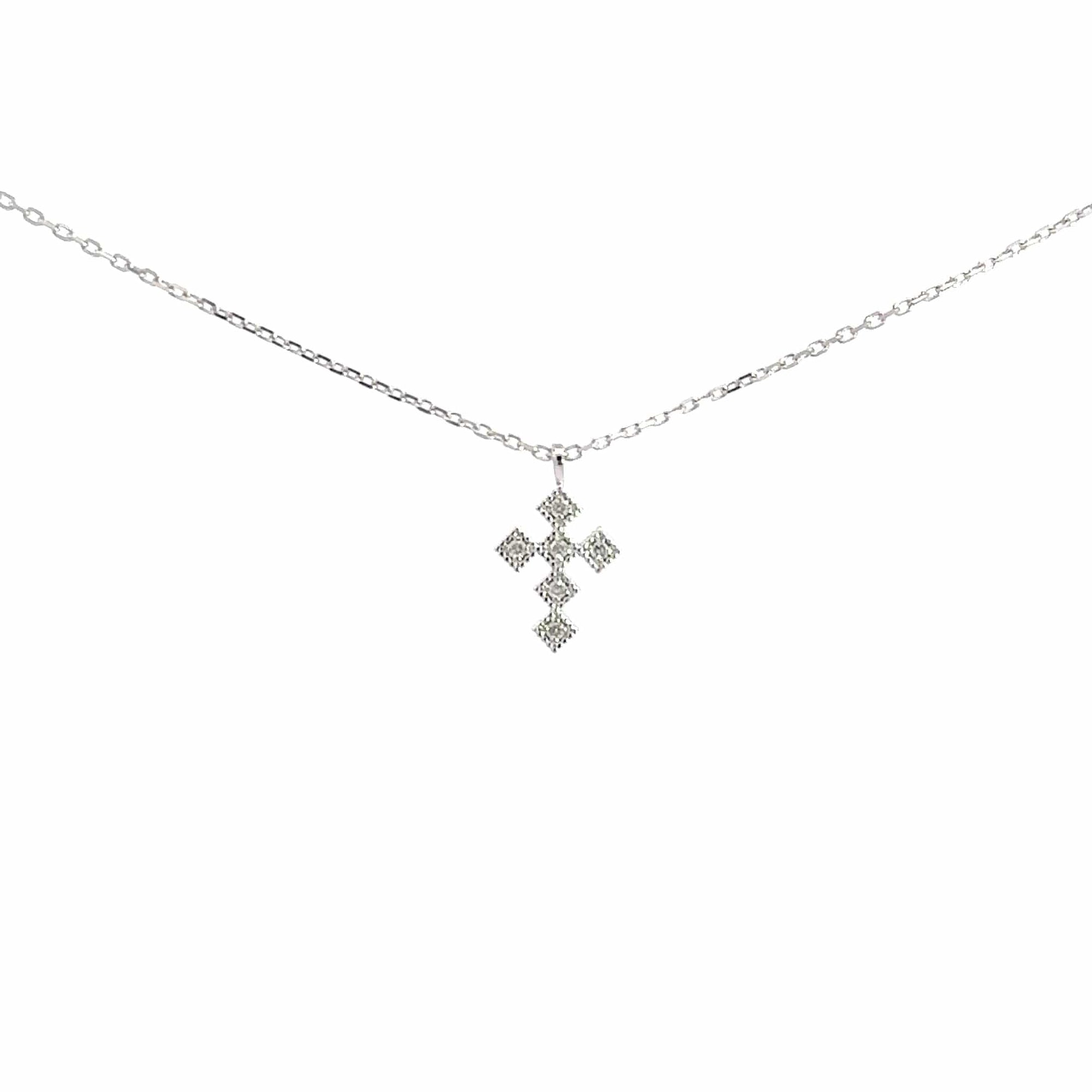 Baikalla Jewelry 18K Pure White Gold Pendant 14K White Gold Cross Pendant Necklace With Diamonds