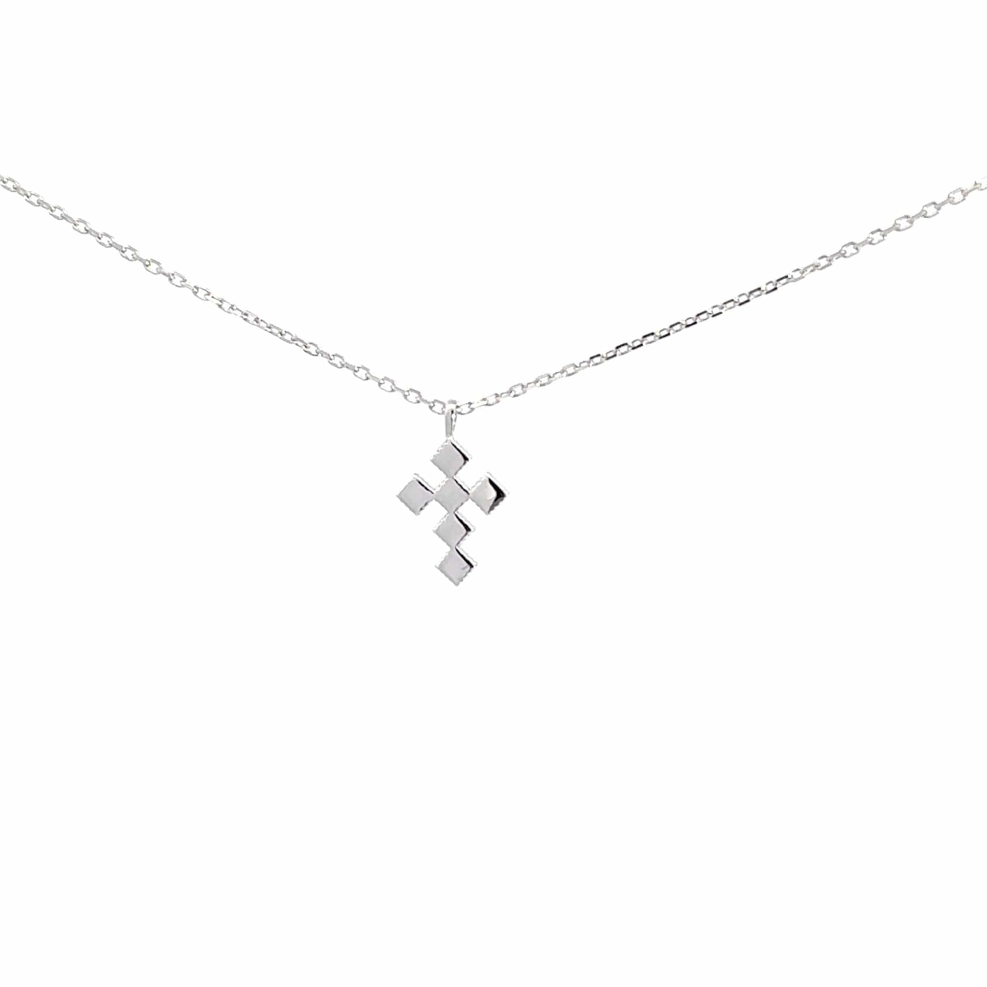 Baikalla Jewelry 18K Pure White Gold Pendant 14K White Gold Cross Pendant Necklace With Diamonds