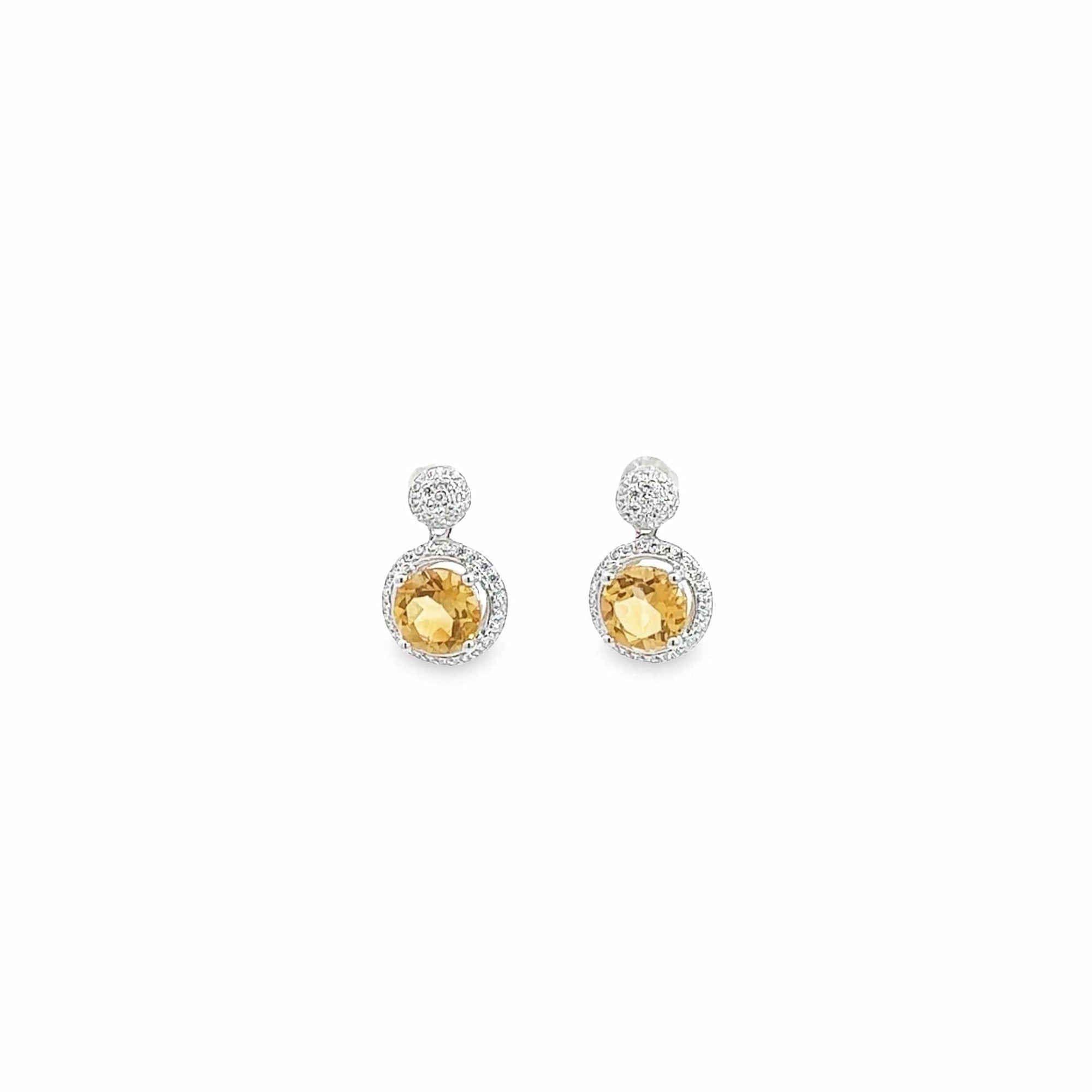 Baikalla Jewelry Silver Gemstones Earrings Citrine Baikalla™ Classic Sterling Silver Natural Amethyst Citrine Dangle Earrings With CZ