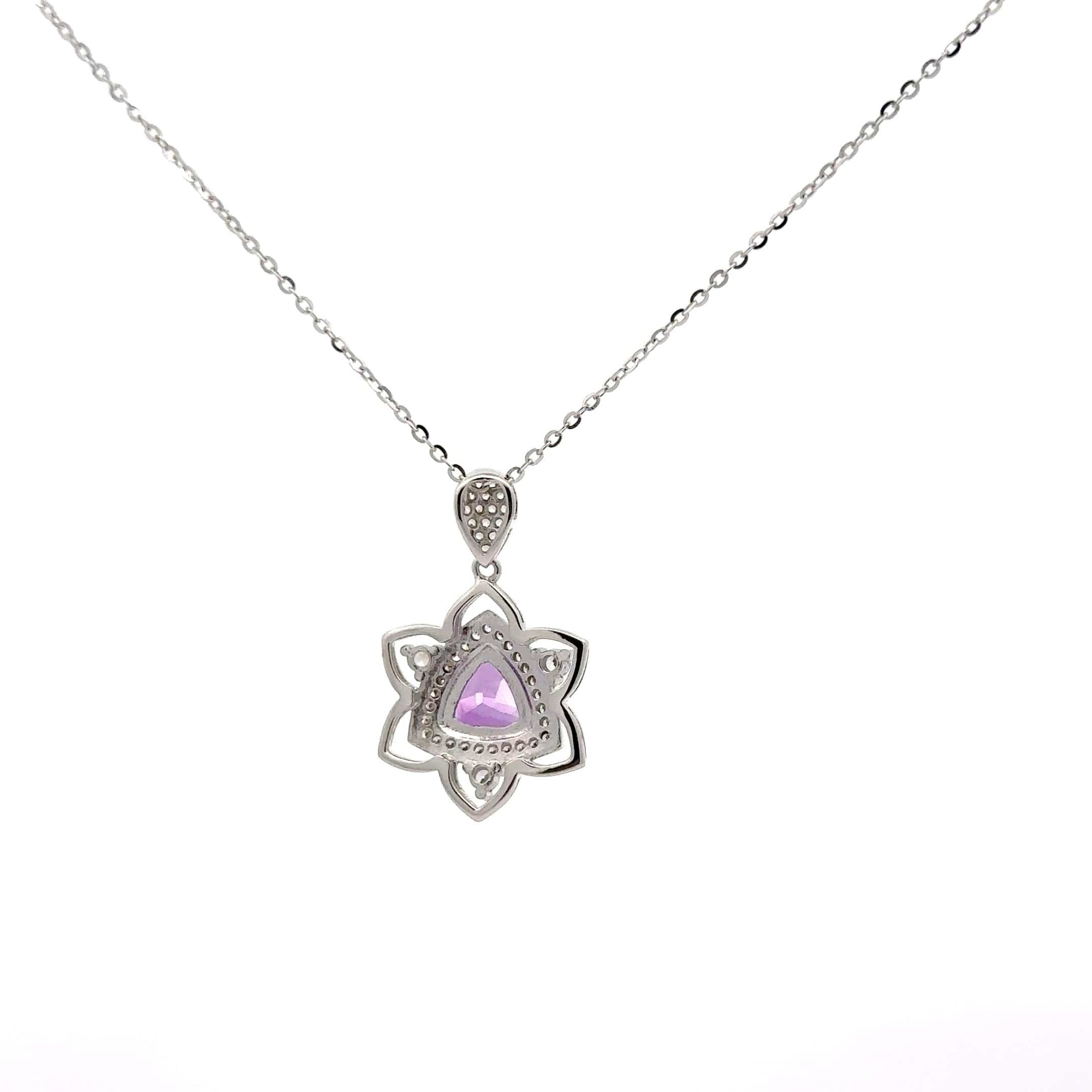 Baikalla Jewelry Silver Citrine Necklace Amethyst Baikalla Flower Sterling Silver Natural Crown Amethyst Necklace With CZ