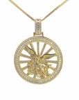 Baikalla Jewelry Sterling Silver Moissanite Pendant Sterling Silver Gold Plated Saint Michael Moissanite Charm Necklace