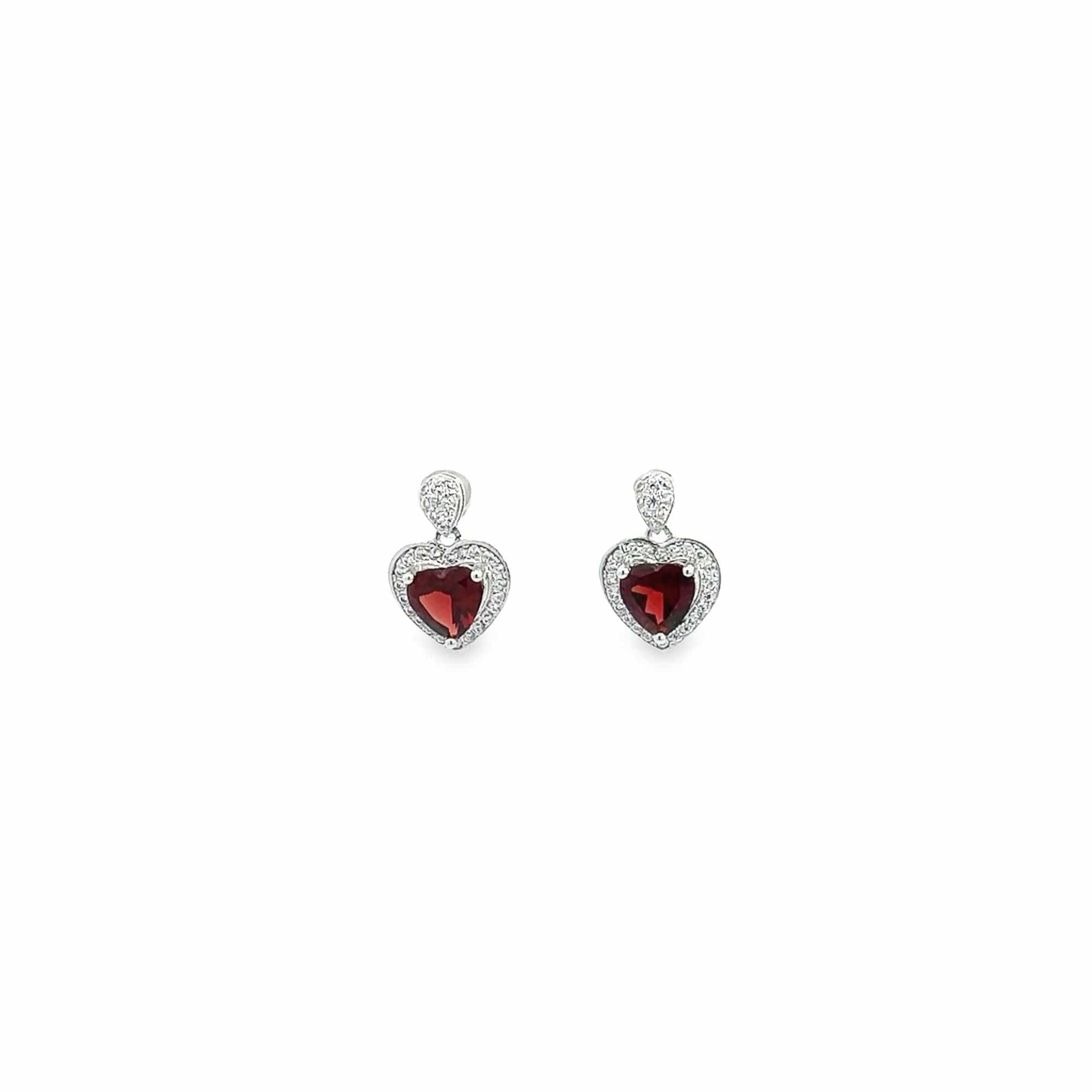 Baikalla Jewelry Silver Gemstones Earrings Baikalla™ Classic Heart Sterling Silver Natural Amethyst Citrine Garnet Earrings With CZ