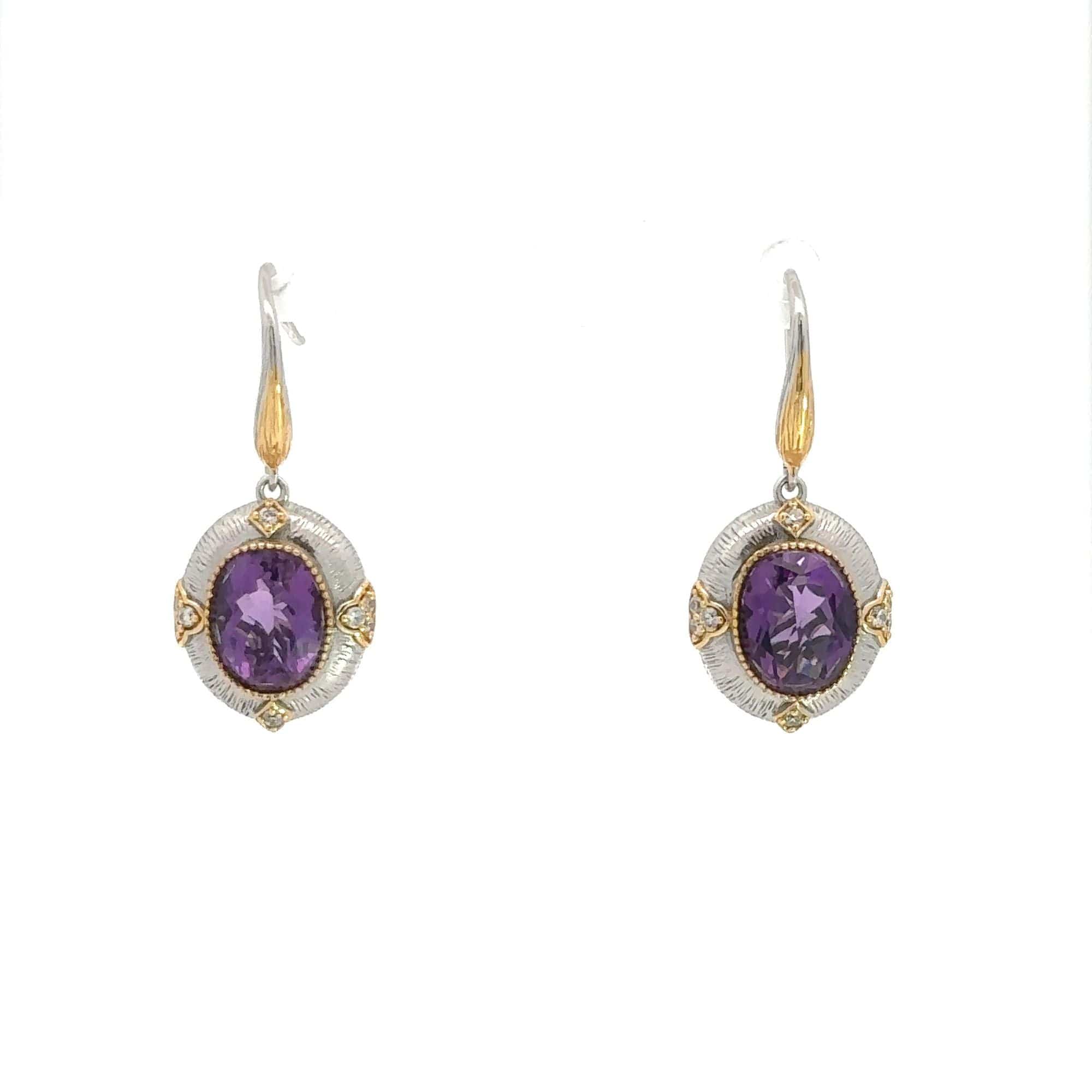 Baikalla Jewelry Gemstone Ring Baikalla Antique Sterling Silver Gold Plated Two Tone Amethyst Earrings