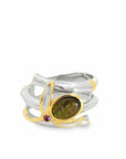 Baikalla Jewelry Jade Ring Baikalla Antique Natural Ammonite Sterling Silver Gold Plated Two Tone Ring