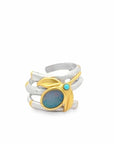 Baikalla Jewelry Jade Ring Baikalla Antique Natural Opal Sterling Silver Gold Plated Two Tone Ring