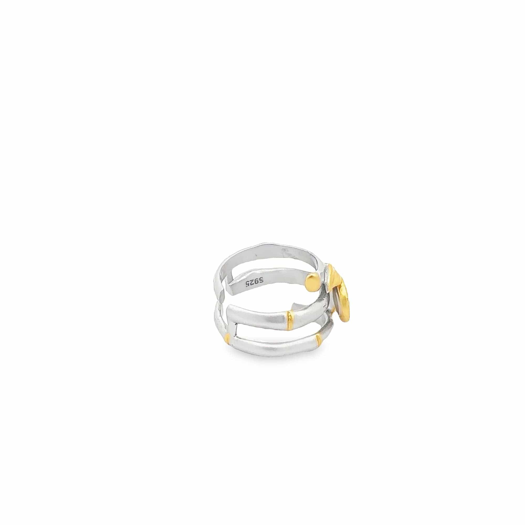 Baikalla Jewelry Jade Ring Baikalla Antique Natural Opal Sterling Silver Gold Plated Two Tone Ring