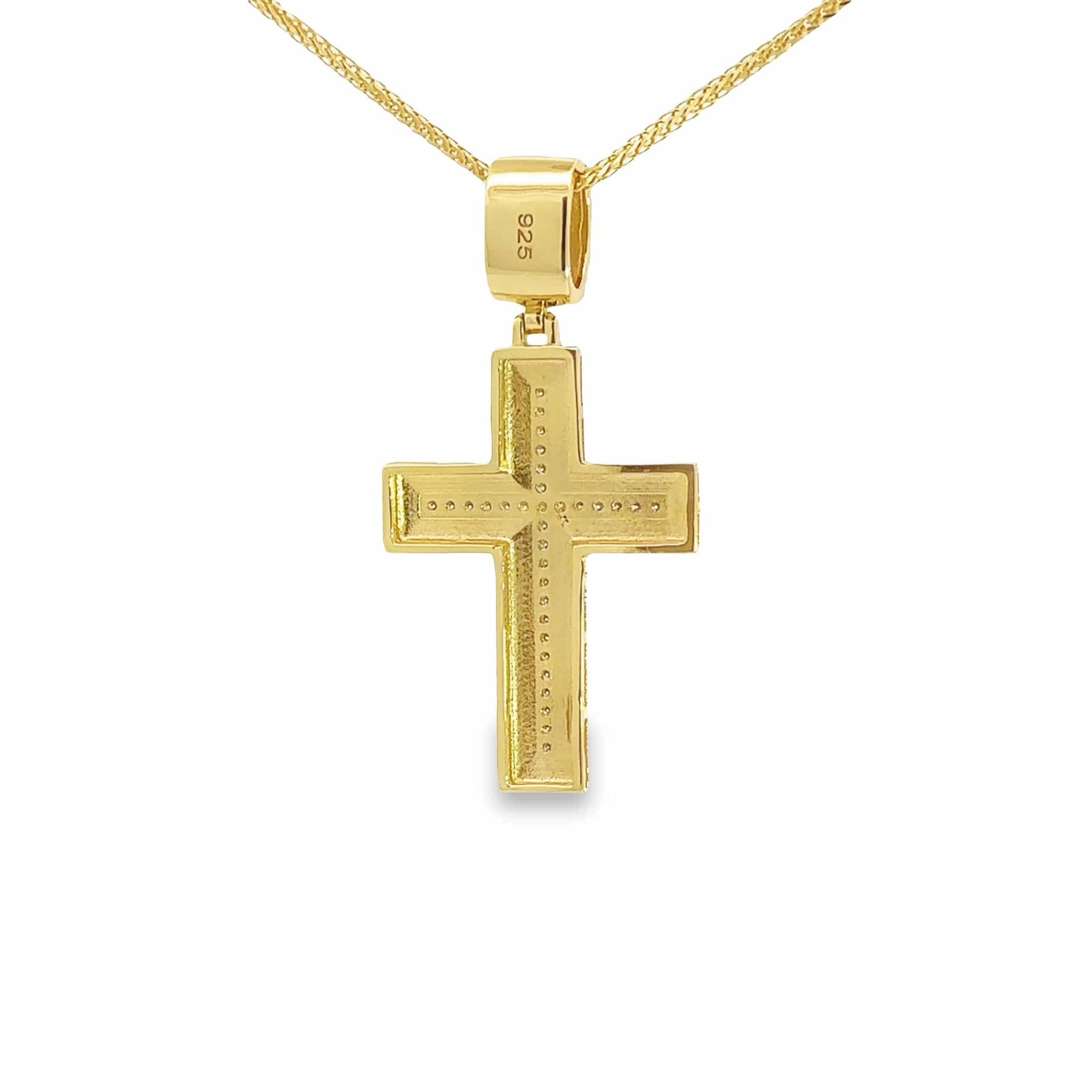 Baikalla Jewelry 14K Pure Yellow Gold Pendant Copy of Sterling Silver Gold Plated Cross Moissanite Charm Necklace